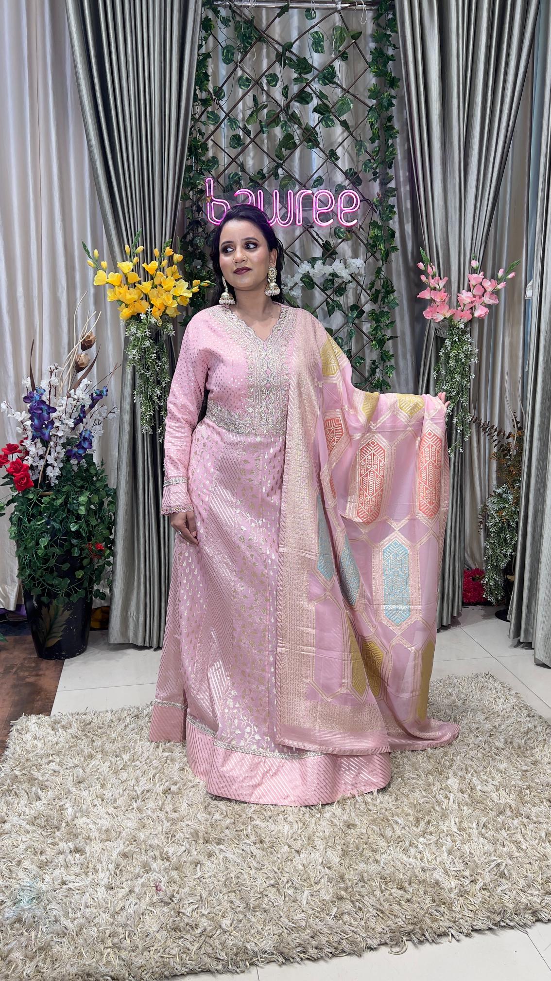 Function Wear beautiful pink anarkali dress