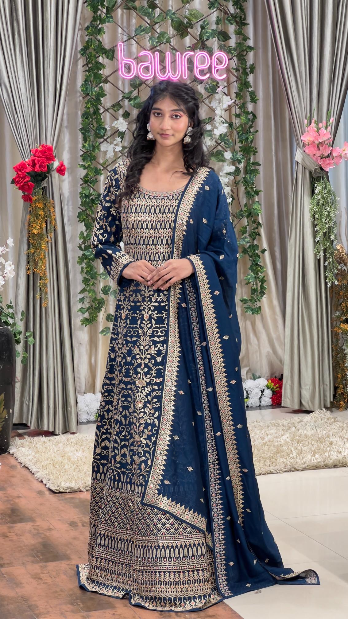 Thread work beautiful anarkali Dress