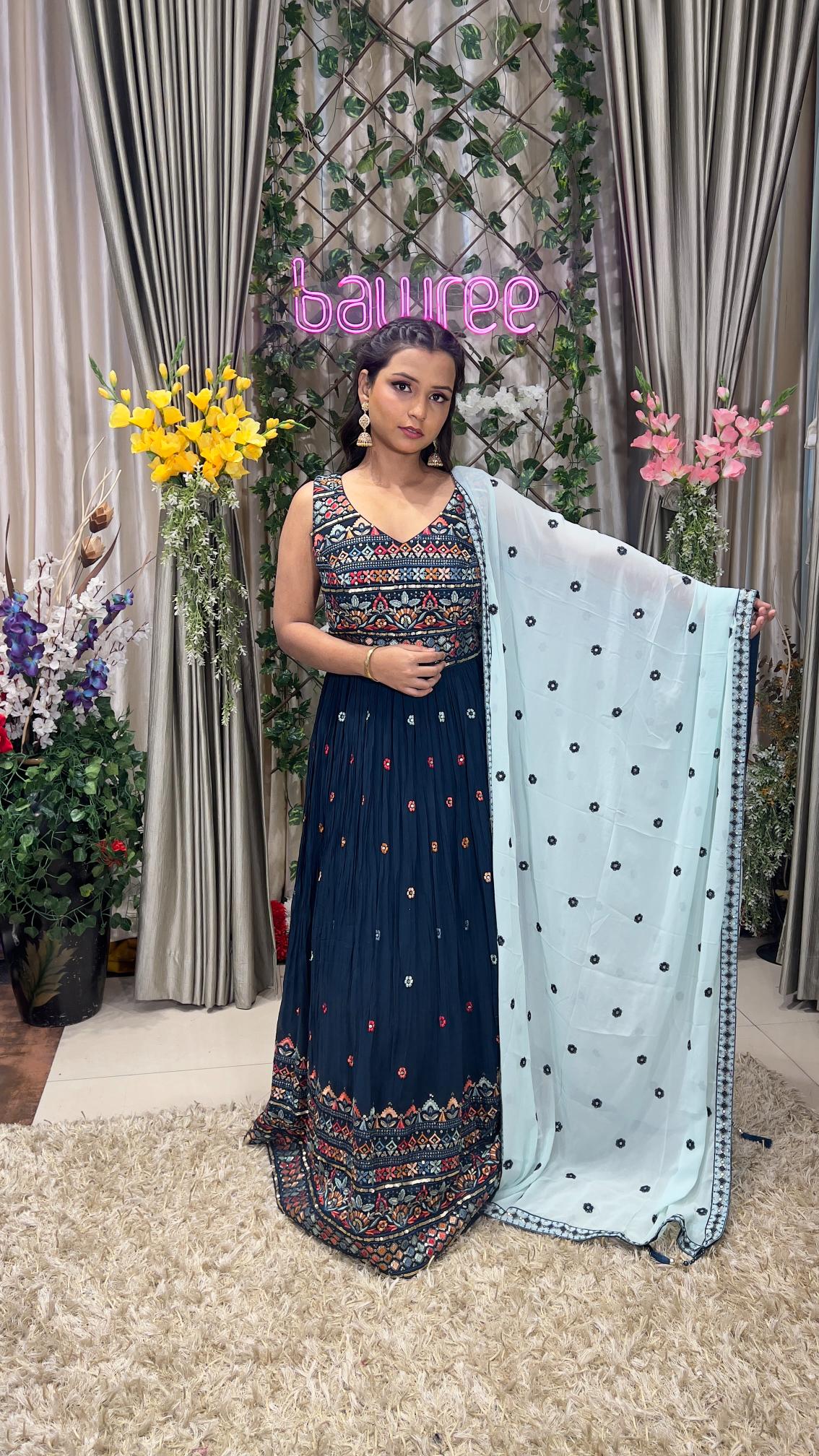 Function Wear Thread work anarkali with beautiful dupatta