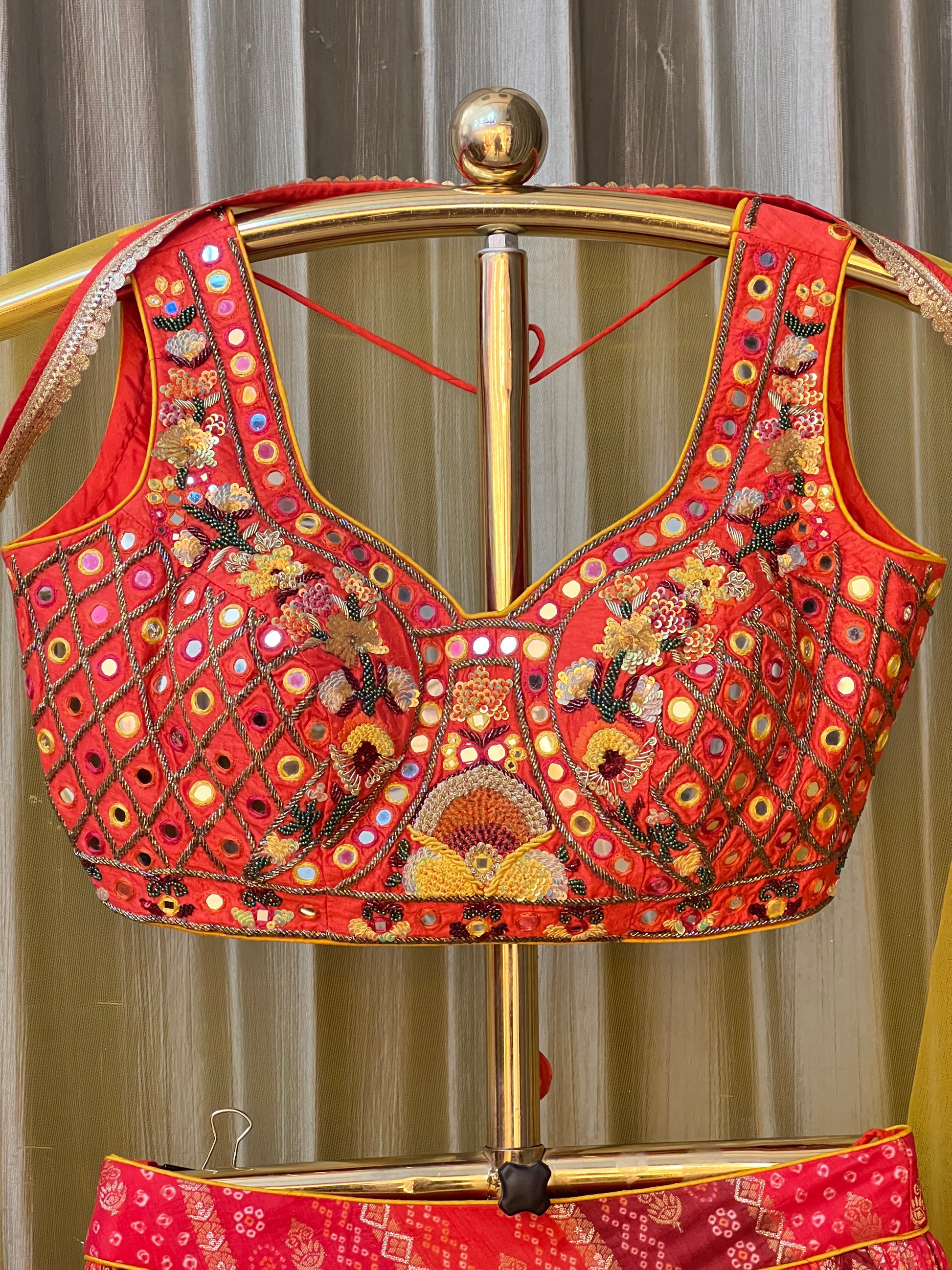 RUST BANDHANI TRADITIONALWEAR LEGENGA CHOLI