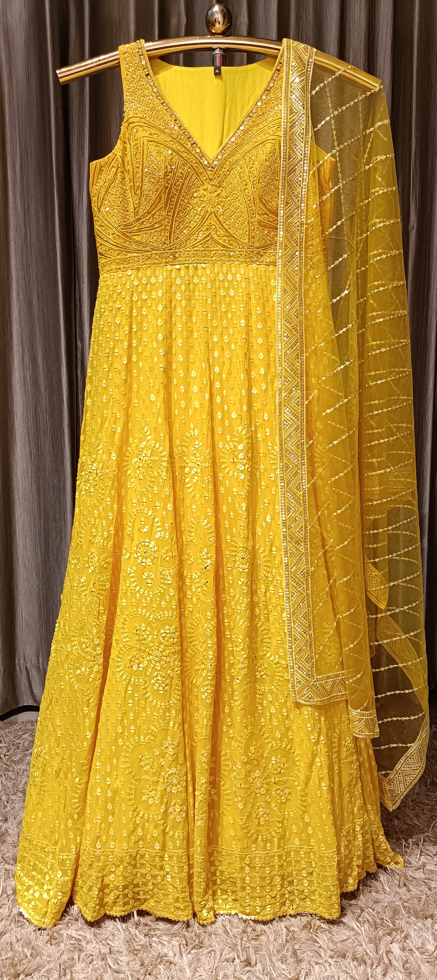 HALDI CEREMONY GEORGETTE ANARKALI DRESS LONG GOWN