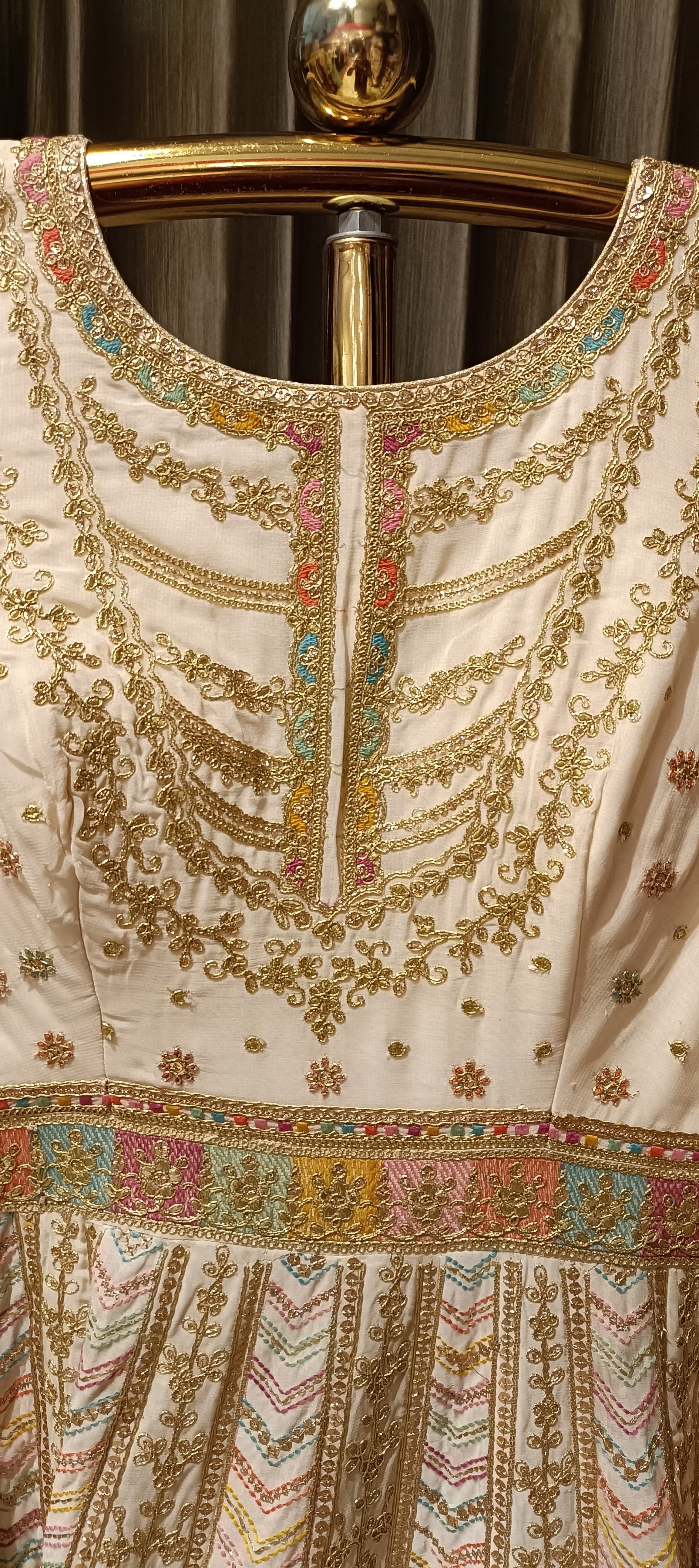 MULTICLOR THREAD GEORGETTE ANARKALI LONG DRESS