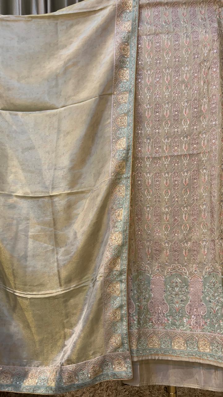 sangeet function wear thread work dress material