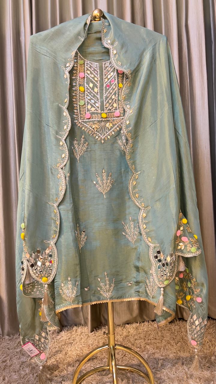 PARTY WEAR,FUNCTIONAL,HALDI,MEHNDI,HANDWORK DRESS MATERIAL