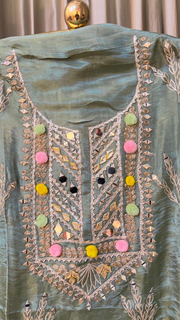 PARTY WEAR,FUNCTIONAL,HALDI,MEHNDI,HANDWORK DRESS MATERIAL