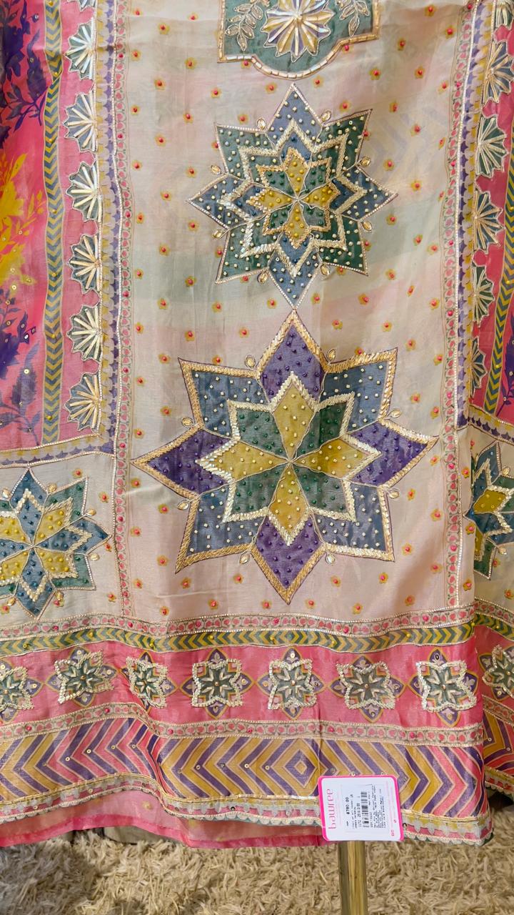 Printed Organza party wear Dress Material