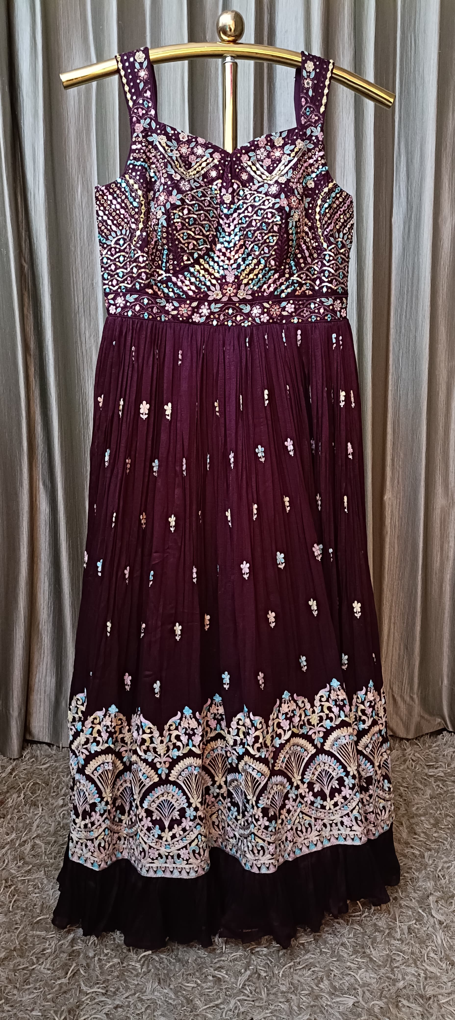 SILK ANARKALI DRESS GATHERING STYLE GOWN