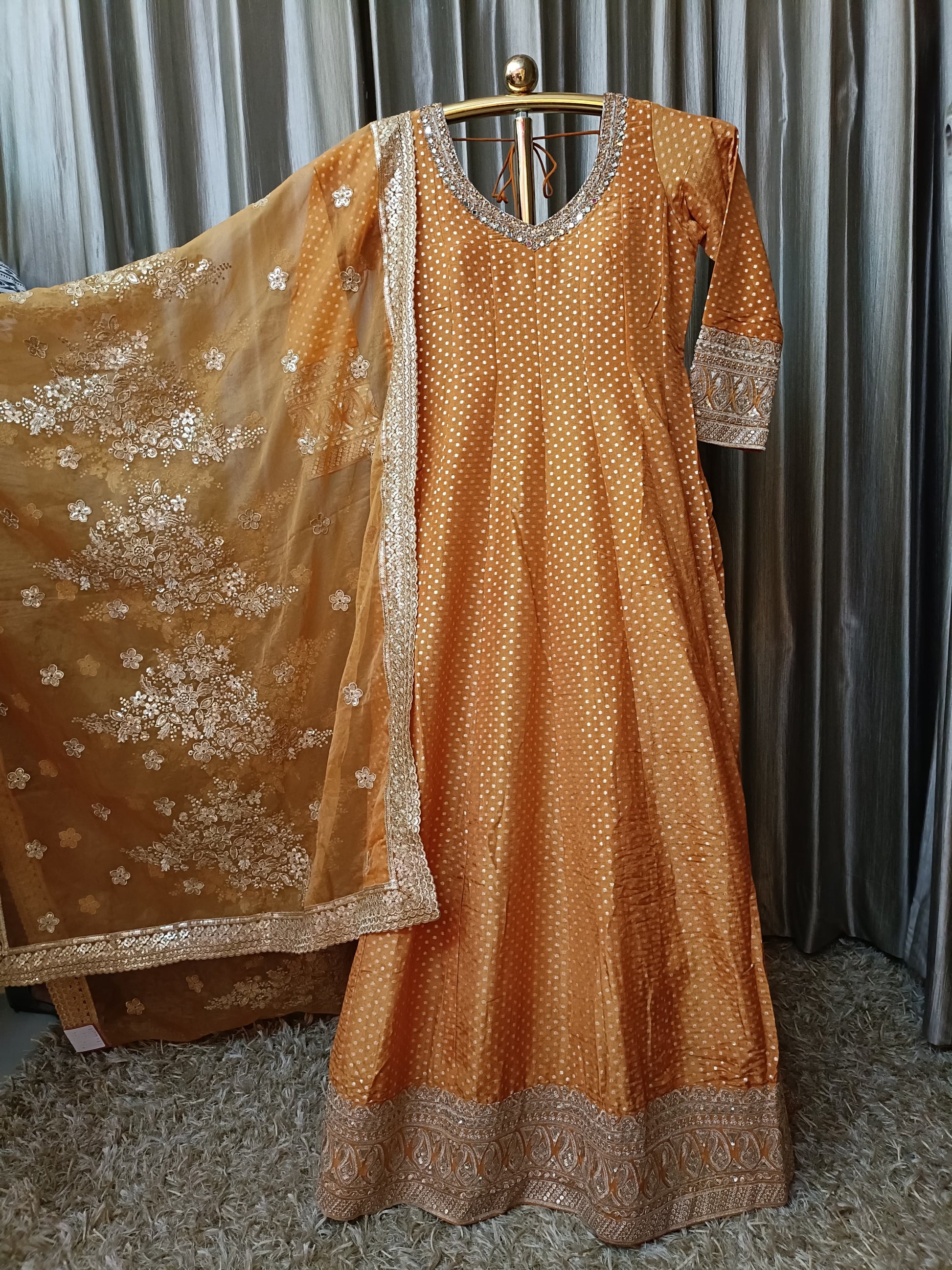 ORGENZA ANARKALI DRESS EVENING GOWN