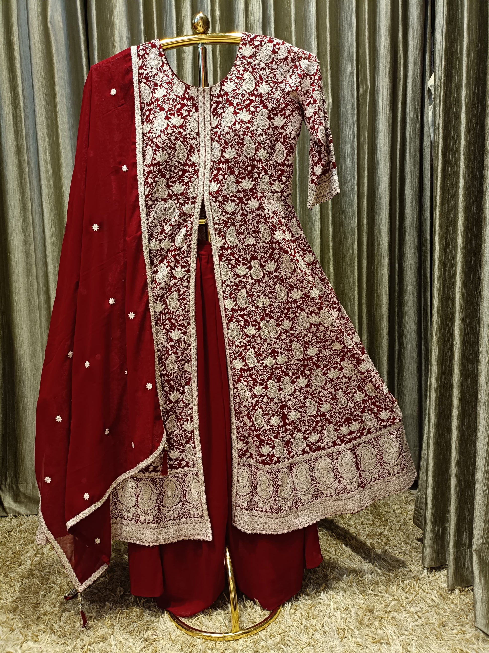 LUCKHNAVI FRONT SLIT CUT ANARKALI DRESS,EVENING,FESTIVE,TRADITIONAL WEAR