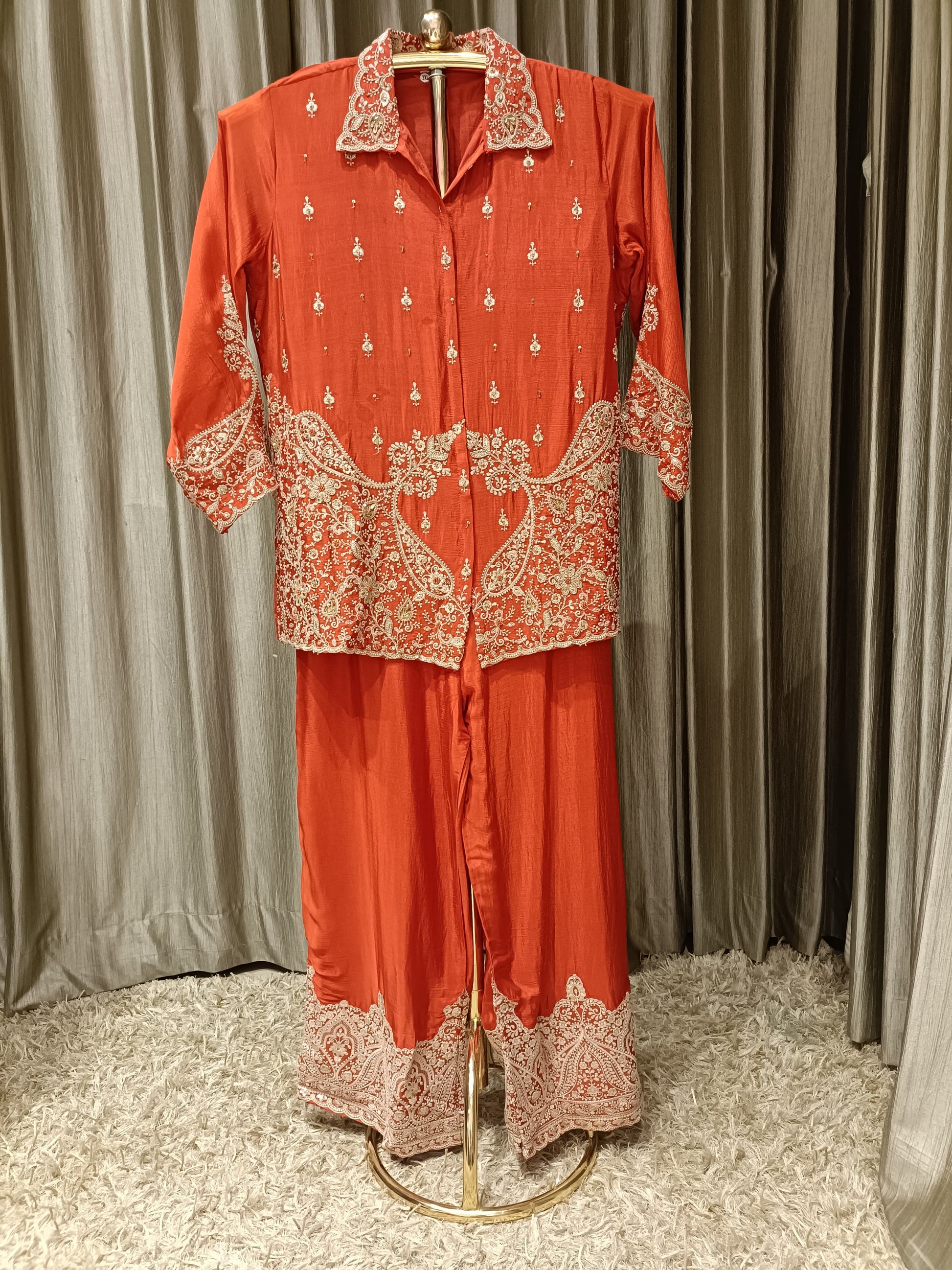PLUS SIZE,RUST COLOR,PARTY WEAR,SANGEET KURTA PANT
