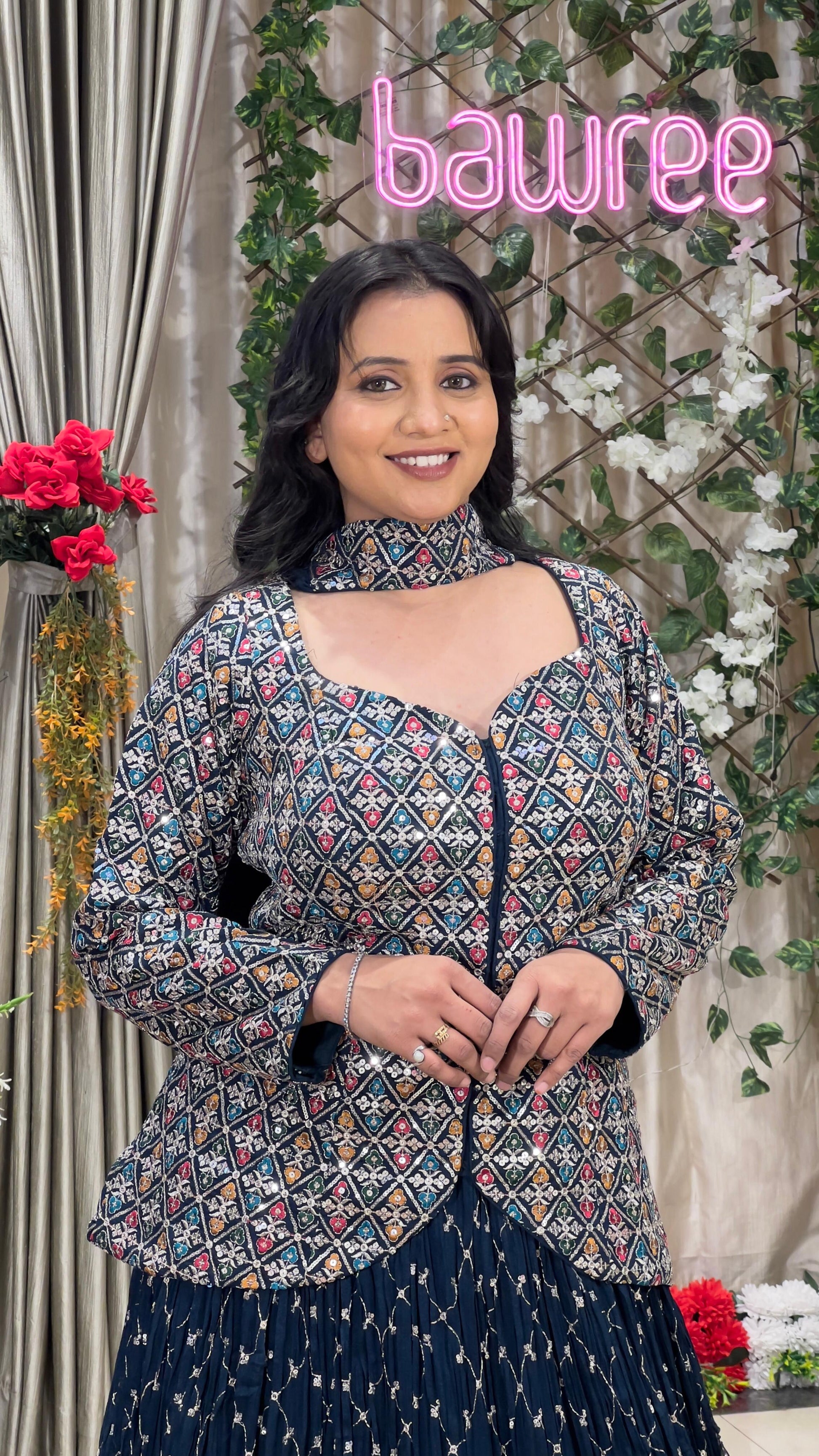 LONG TOP WITH SKIRT LEHENGA ,SANGEET,RECEPTION,FESTIVE OCCASSION PARTY WEAR