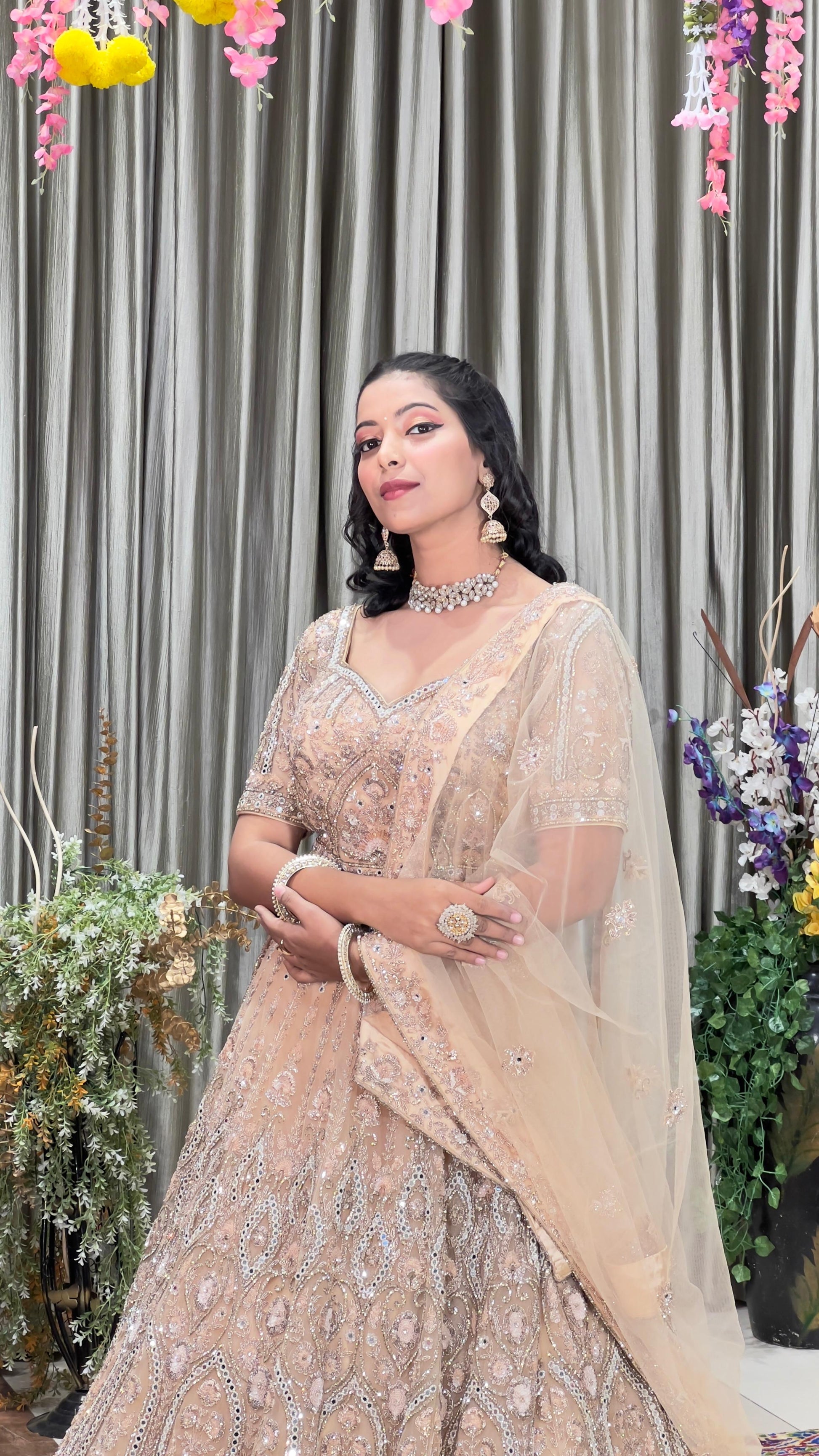 ROSE GOLD HAND WPORK LEHENGA SET WITH DUPATTA