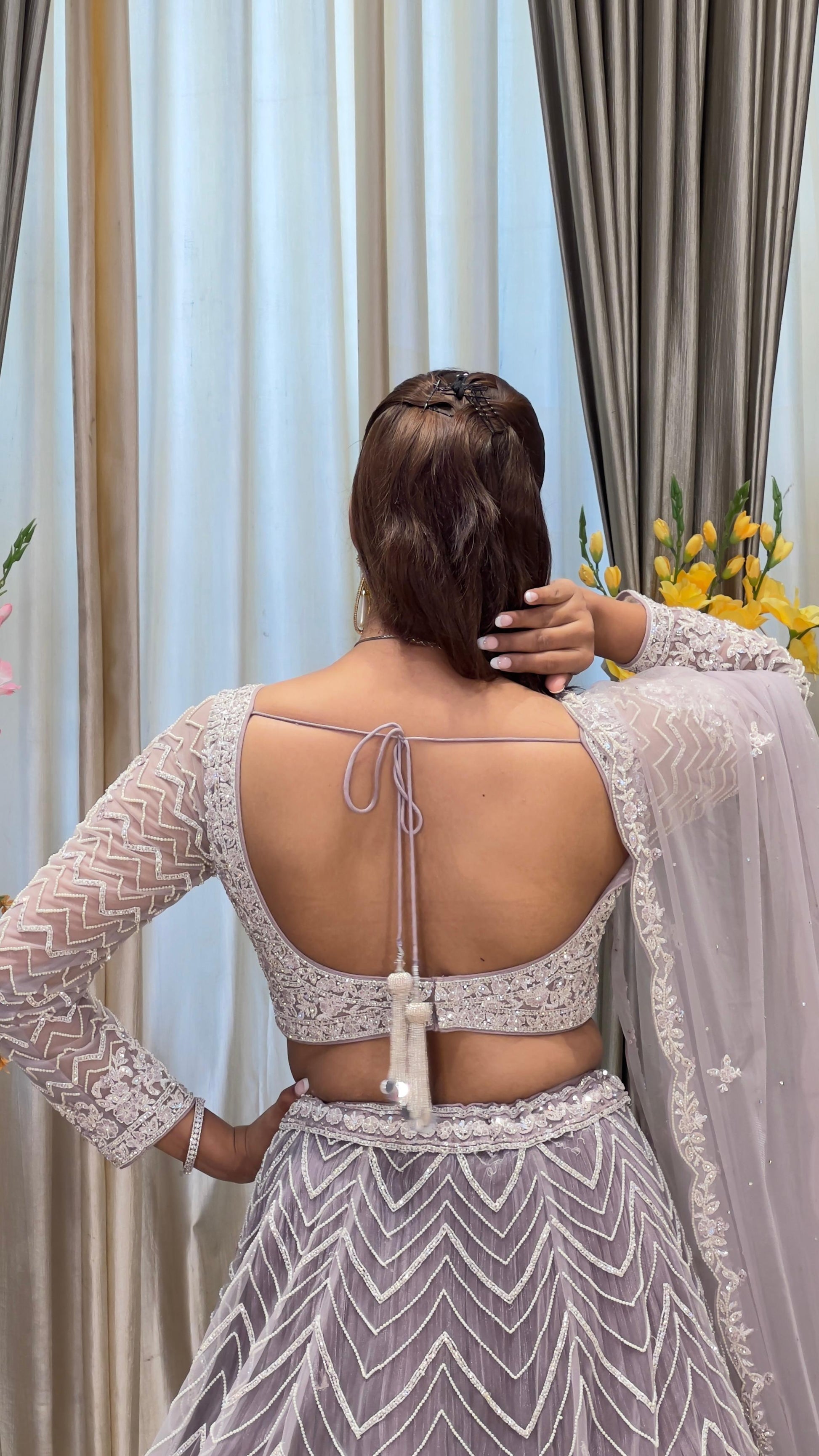 RECEPTION,ENGAGEMENT DESIGNER LAVENDER COLOR LEHENGA CHOLI