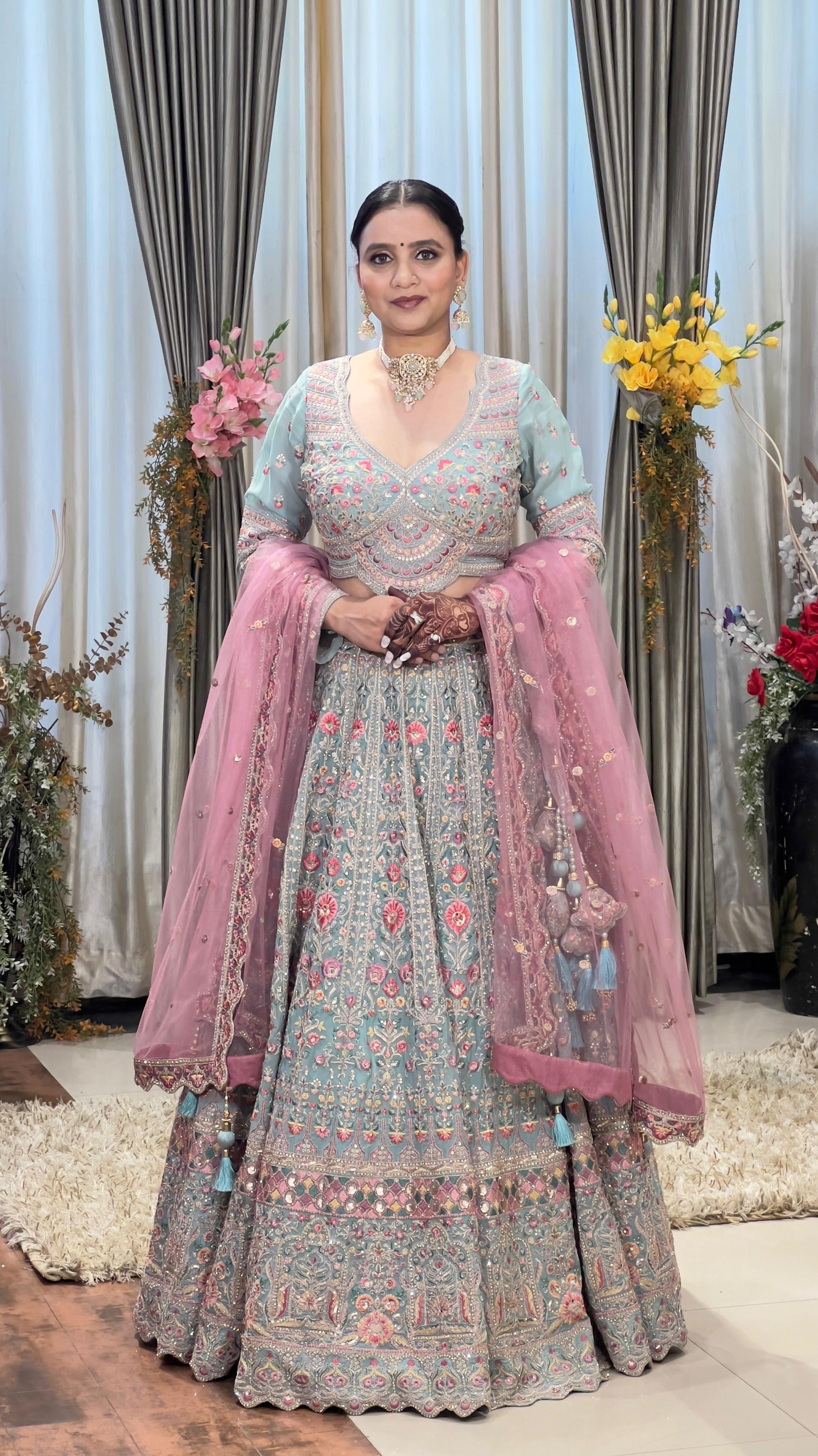 BRIDAL,RECEPTION AND ENGAGEMENT WEAR SILK LEHENGA CHOLI