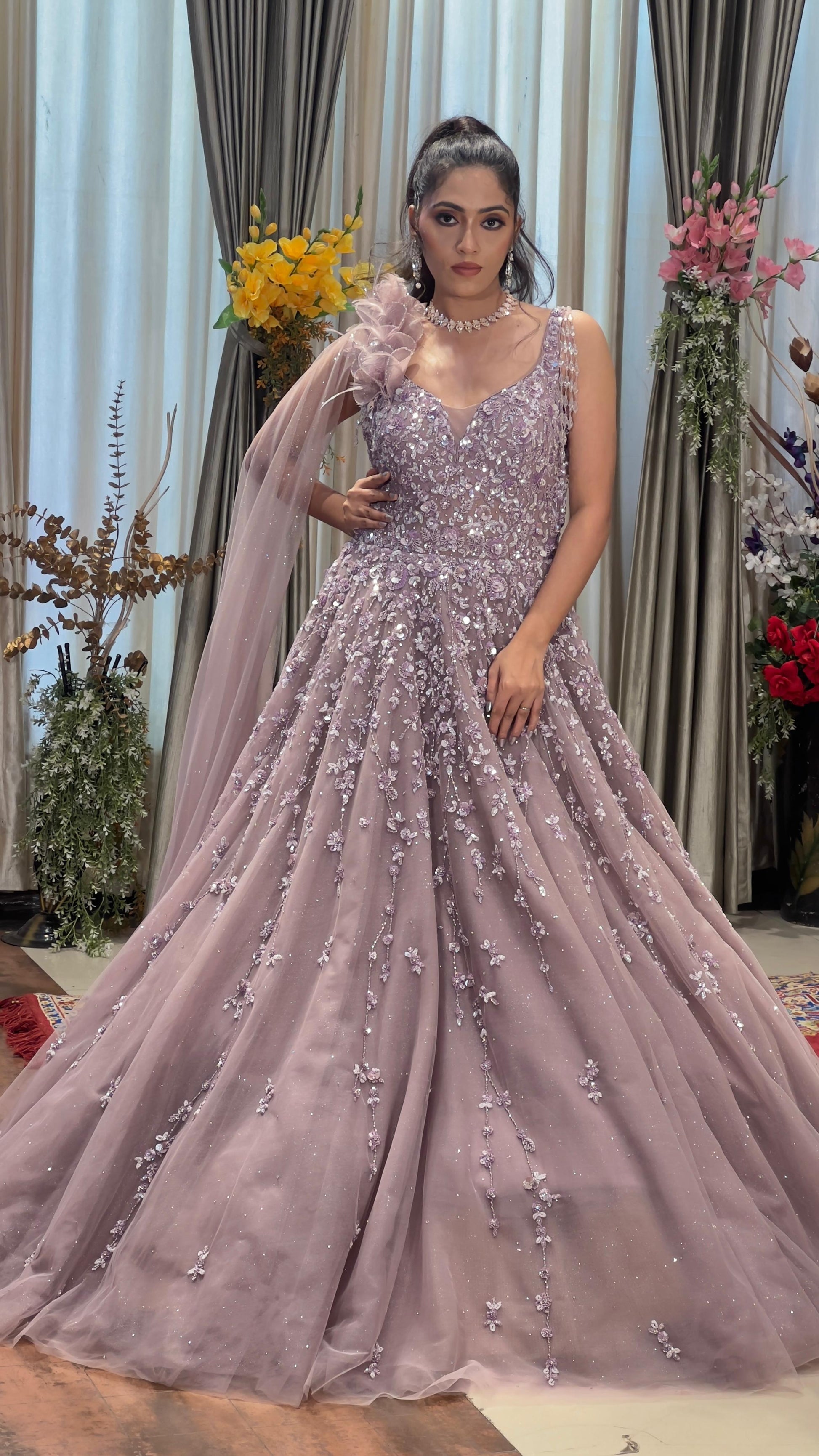 PARTY WEAR,BALL GOWN,RECEPTION,WEDDING,SANGEET GOWN
