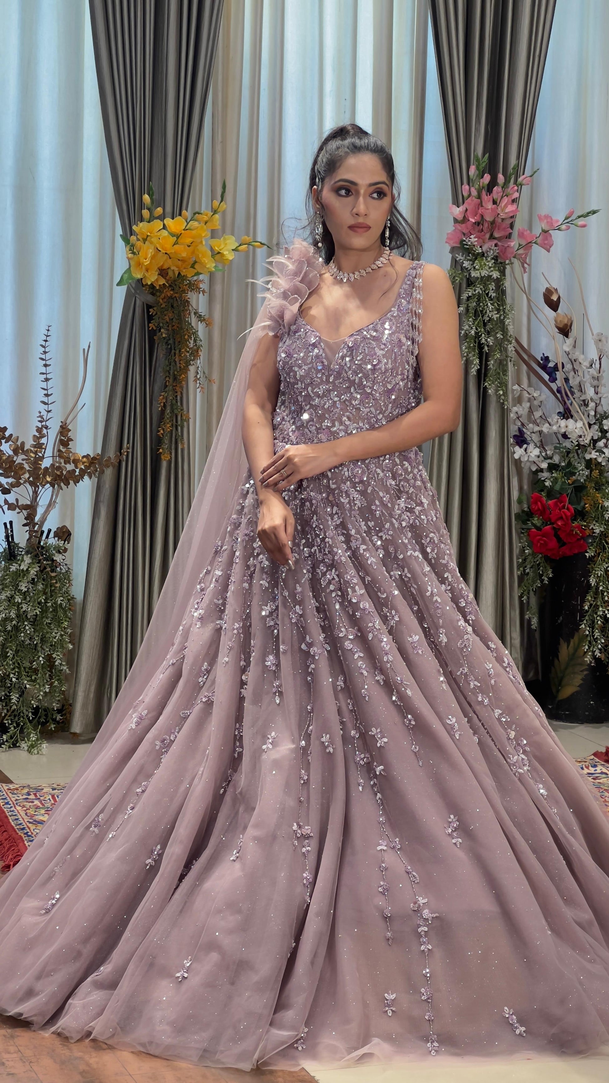 PARTY WEAR,BALL GOWN,RECEPTION,WEDDING,SANGEET GOWN
