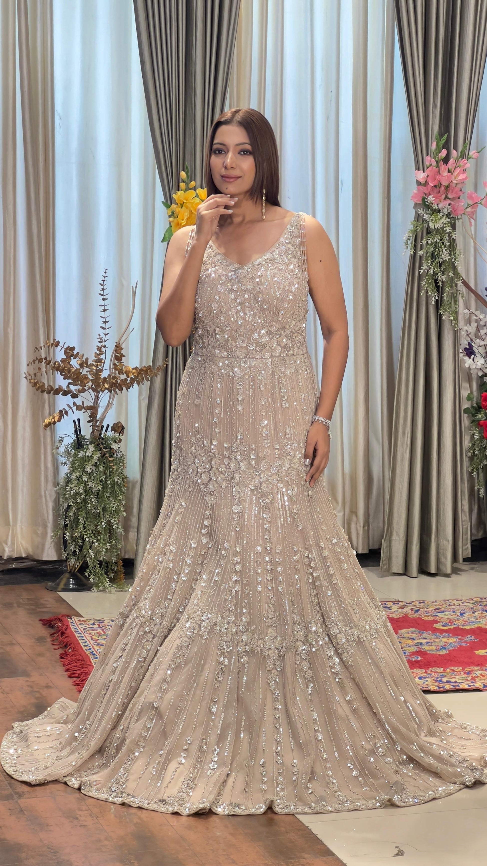 PARTY WEAR,RECEPTION,FISH CUT,MERMAID GOWN