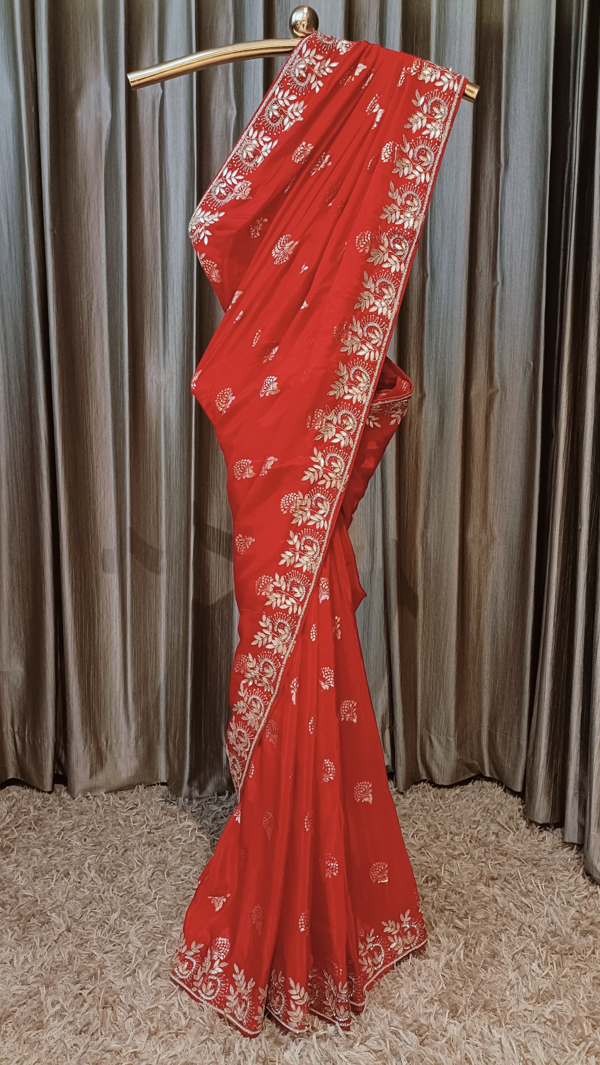 TRADITIONAL & ENGAGEMENT WEAR GHOTA PATTI WORK RED SAREE