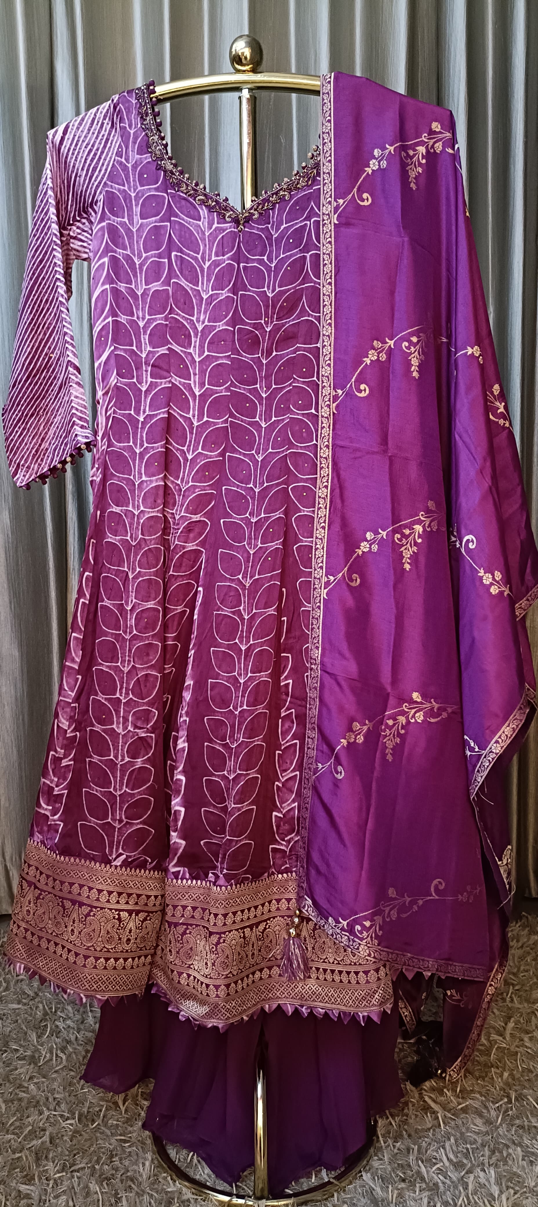 ANARKALI STYLE PALAZZO SET SANGEET,TRADITIONAL,FUNCTIONAL,FESTIVE OCCASSION PARTY OUTFIT