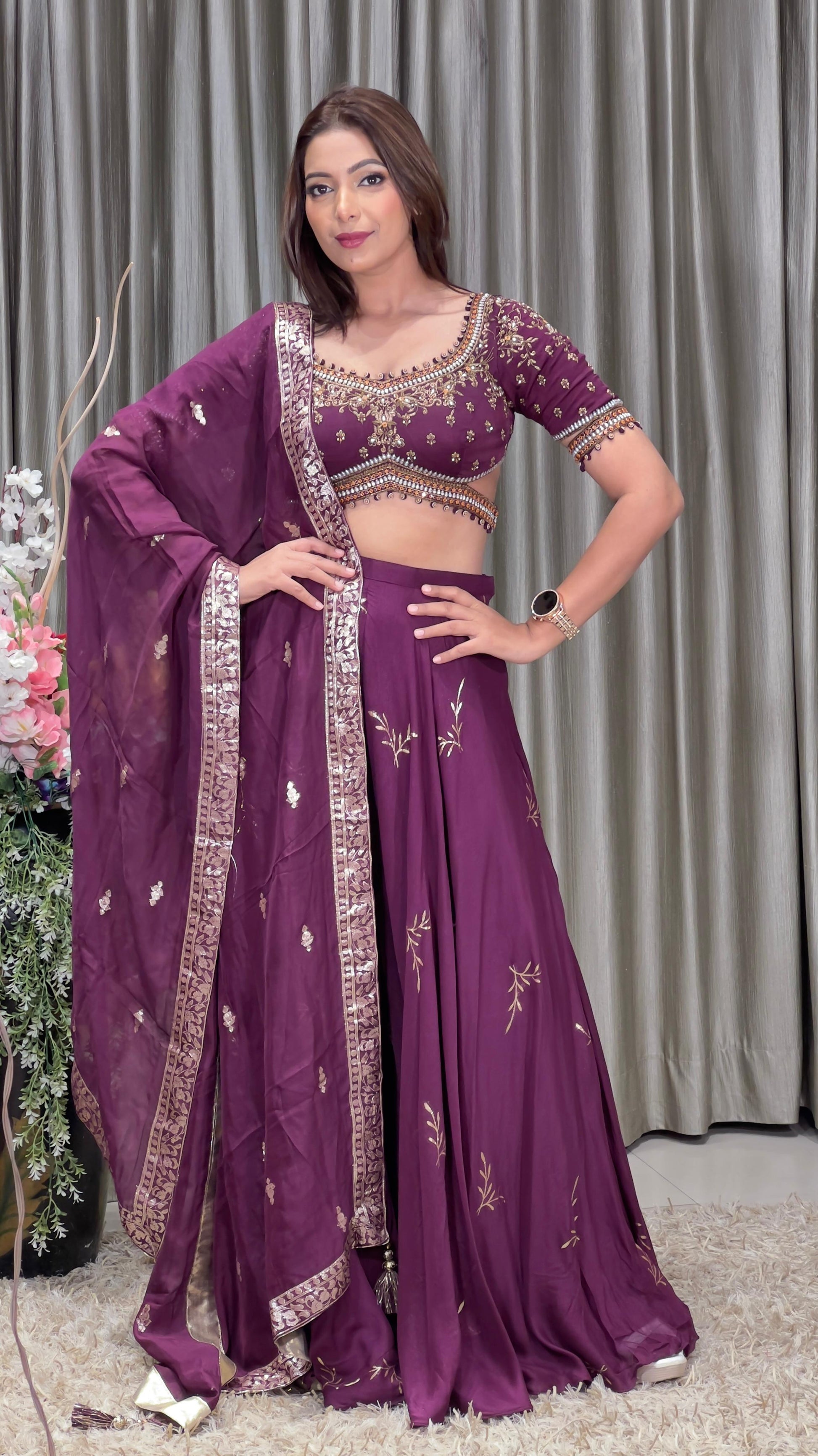 INDO-WESTERN PALAZZO SET MEHNDI,SANGEET,TRADITIONAL,FUNCTIONAL PARTY WEAR