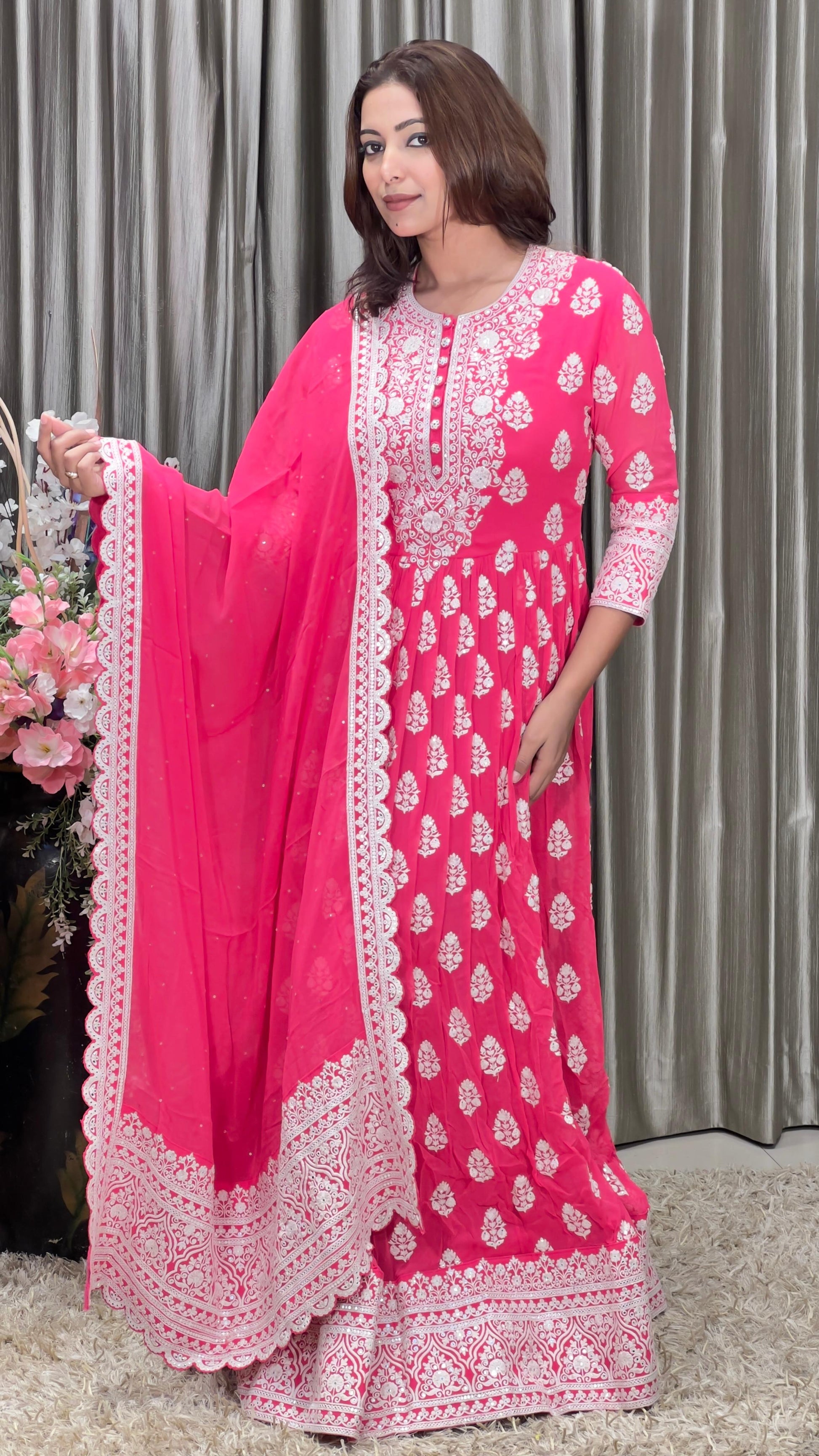 FESTIVE OCCASSION, PARTY WAER, GEORGETTE ANARKALI DRESS