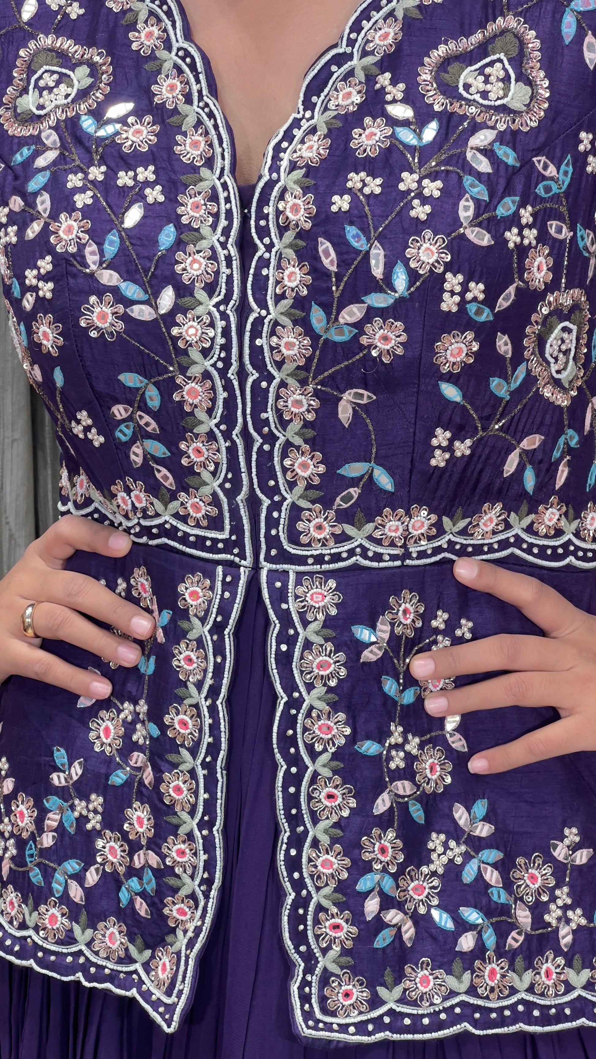 INDO-WESTERN,PARTY WEAR,ANARKALI,SANGEET,MEHNDI,HALDI,ROKA,DRAPE GOWN WITH ATTACHED DUPATTA