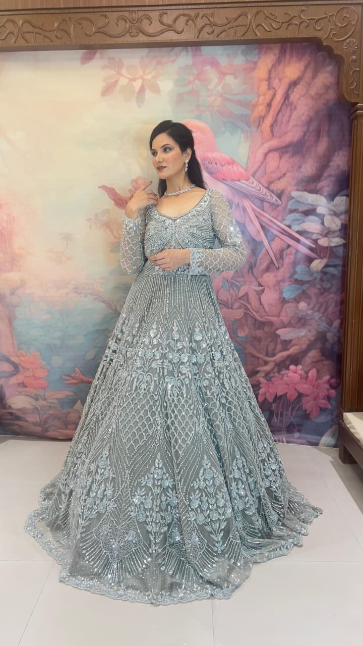 designer reception dress Designer Gown Marriage Reception Dress For Women Wedding Reception Dresses   Grace Loves Lace US