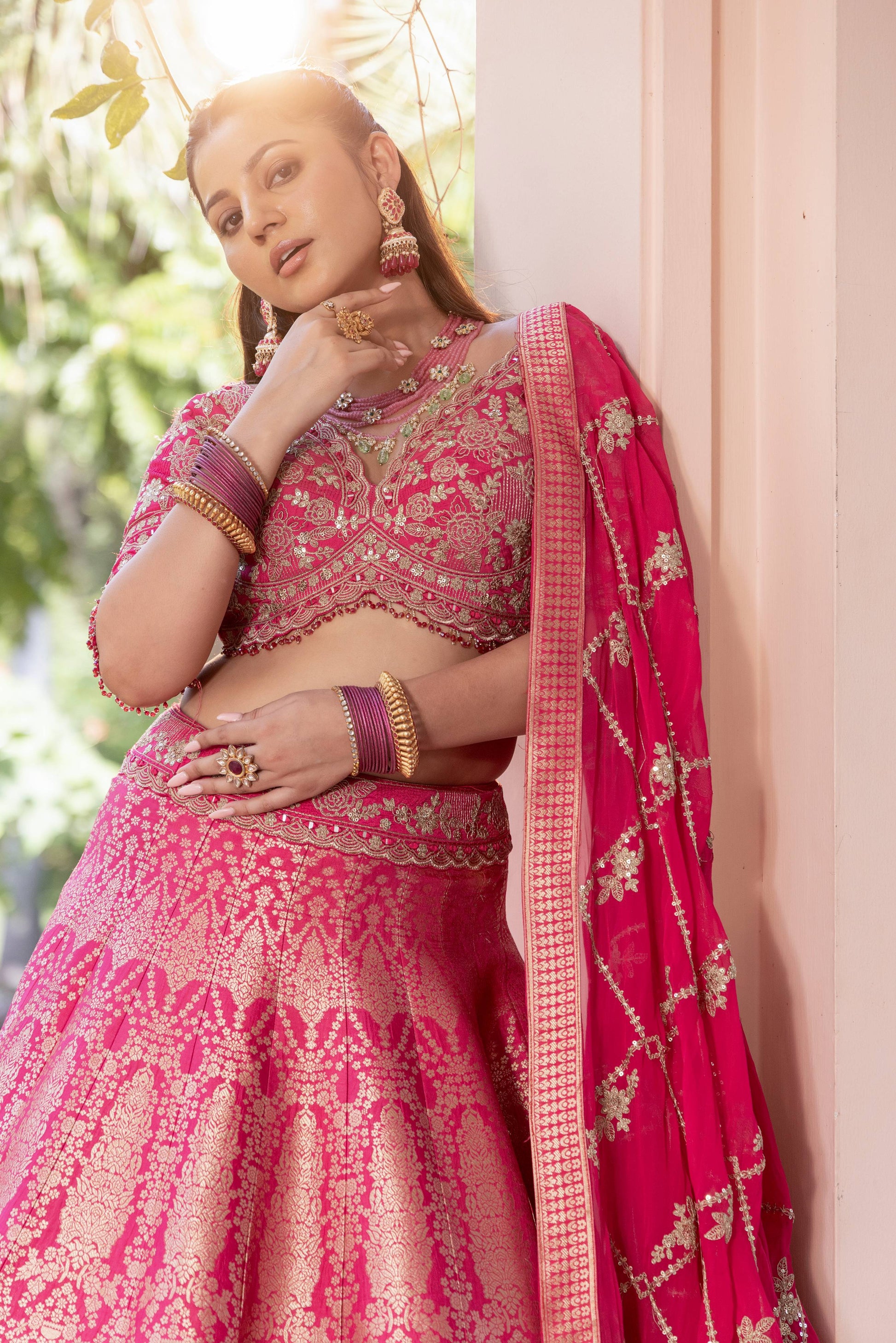 BANARSI SILK DESIGNER LEHENGA CHOLI MEHENDI,WEDDING,RECEPTION PARTY WEAR