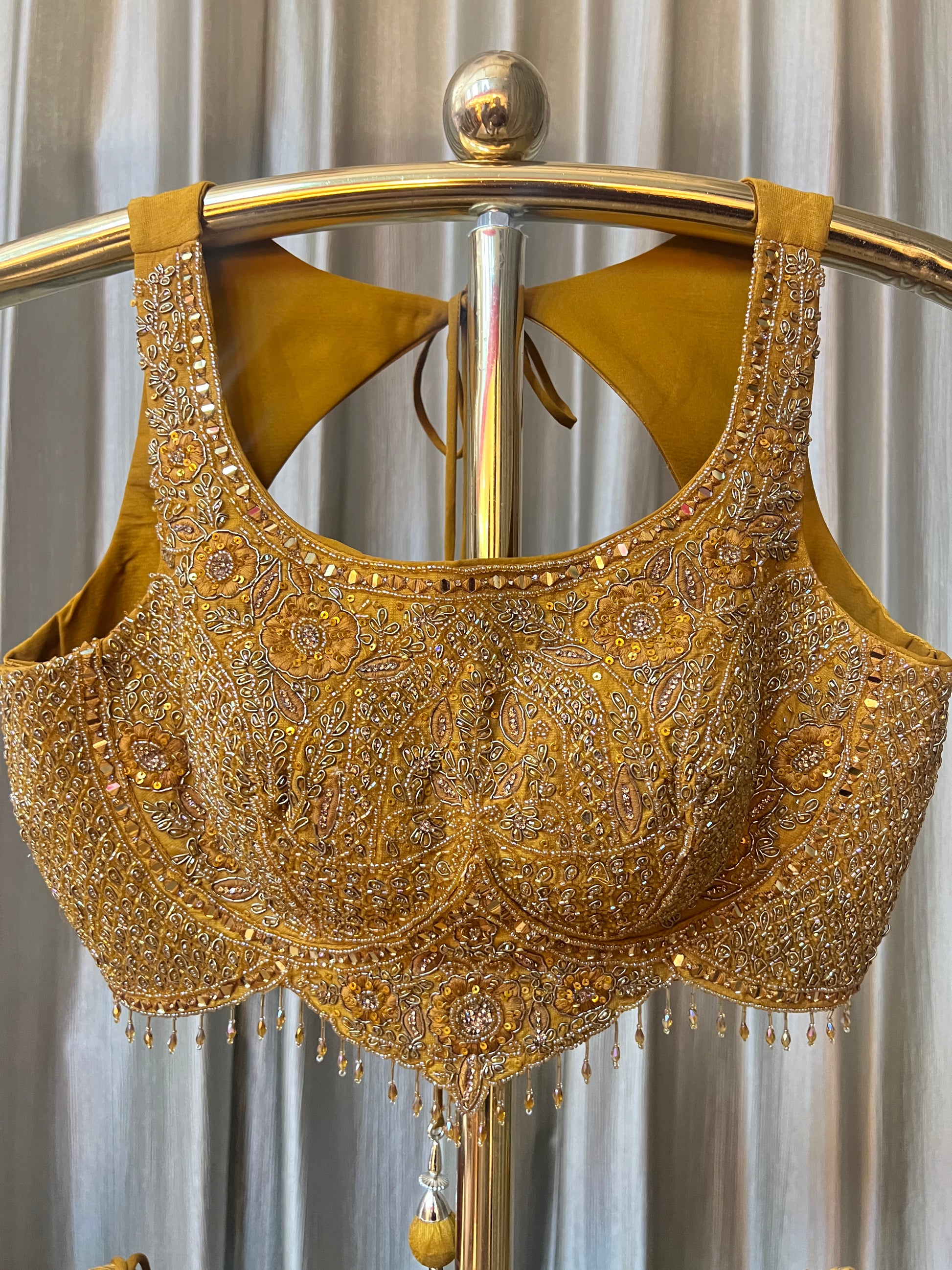 HALDI FUNCTION THREAD WORK LEHENGA CHOLI
