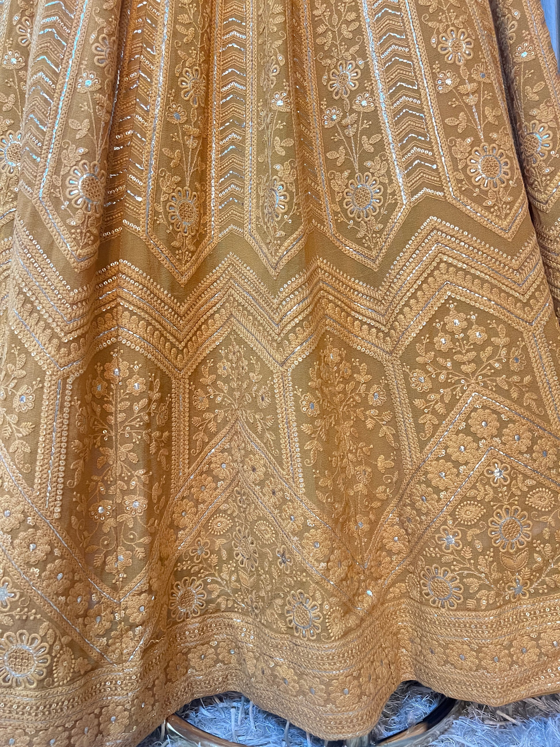 HALDI FUNCTION THREAD WORK LEHENGA CHOLI