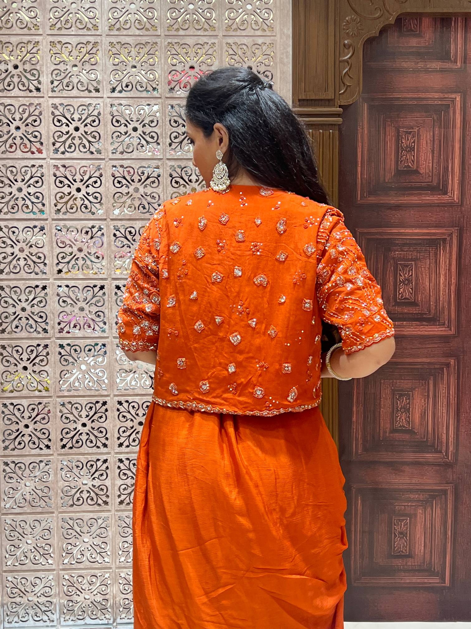 DESIGNER INDO-WESTERN DHOTI STYLE EVENING OCCASSION,FESTIVE,HALDI MEHENDI OUTFIT