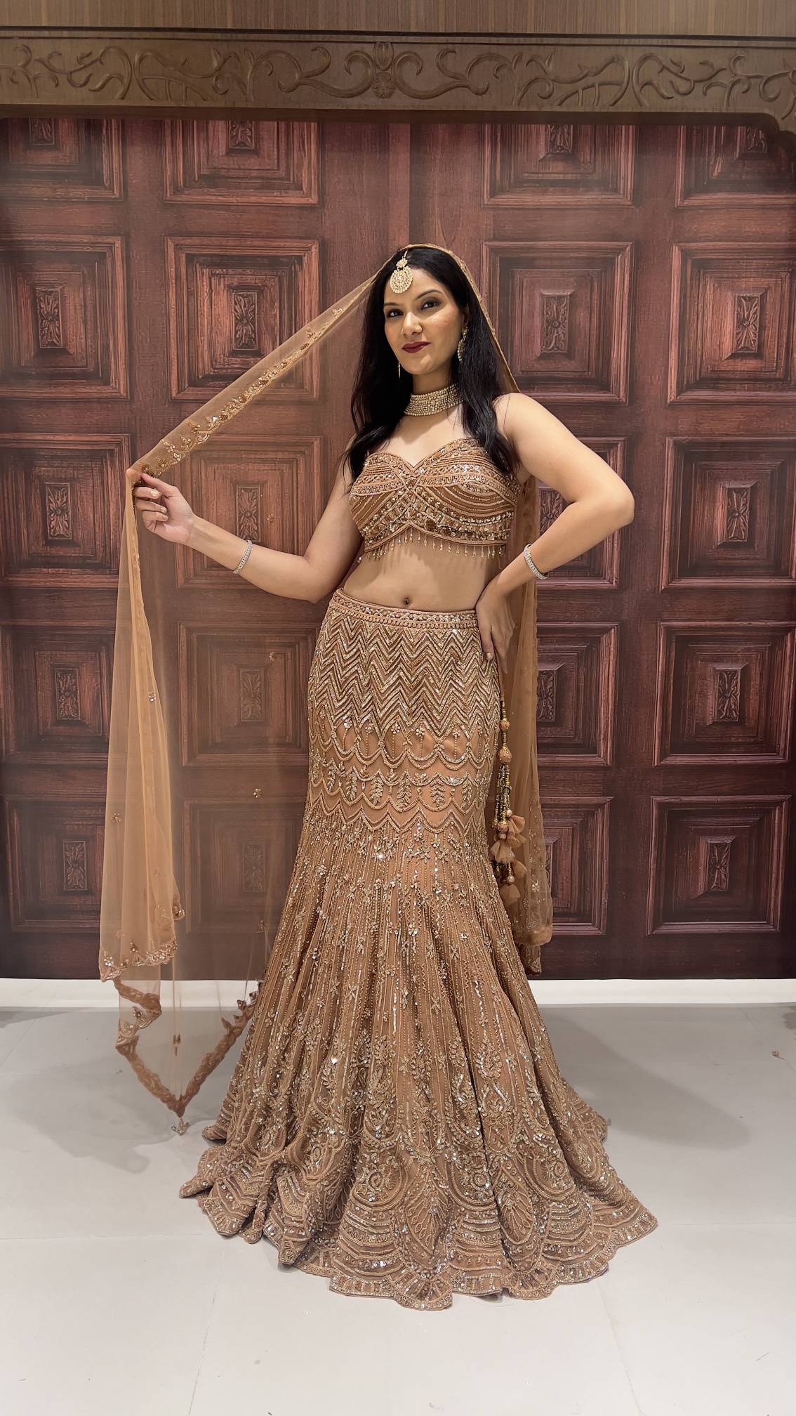 DESIGNER BRIDAL FISH CUT LEHENGA CHOLI,WEDDING,RECEPTION,FESTIVE,PARTY WEAR OUTFIT