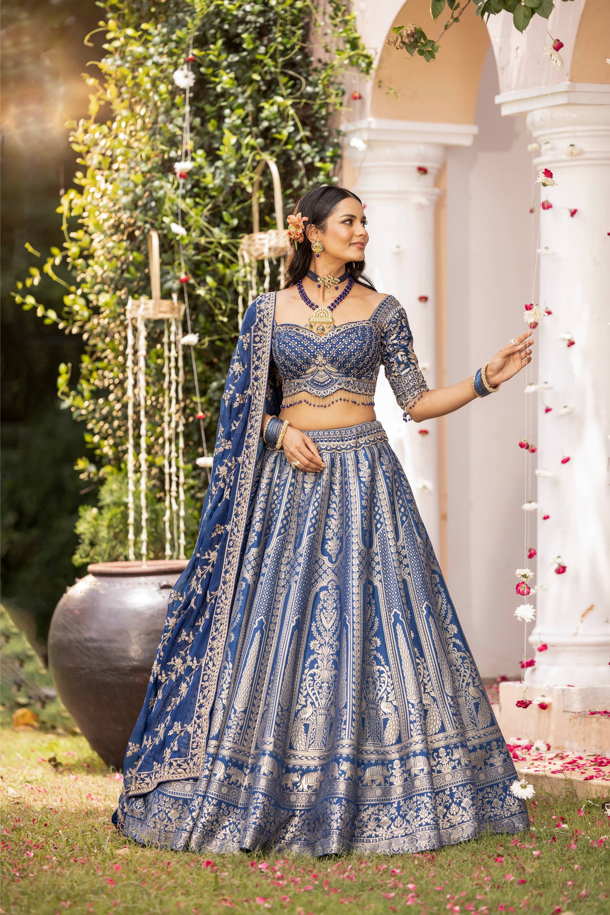 WEDDING,RECEPTION,SIDER WAER ,MEHENDI BANARSI SILK PARTY WEAR LEHENGA CHOLI