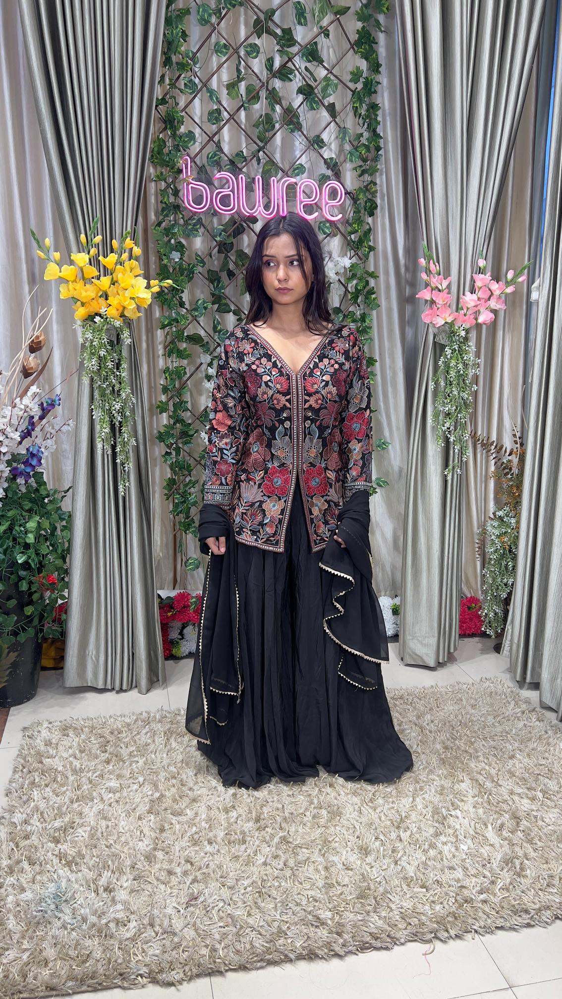 Hand work jacket palazzo set