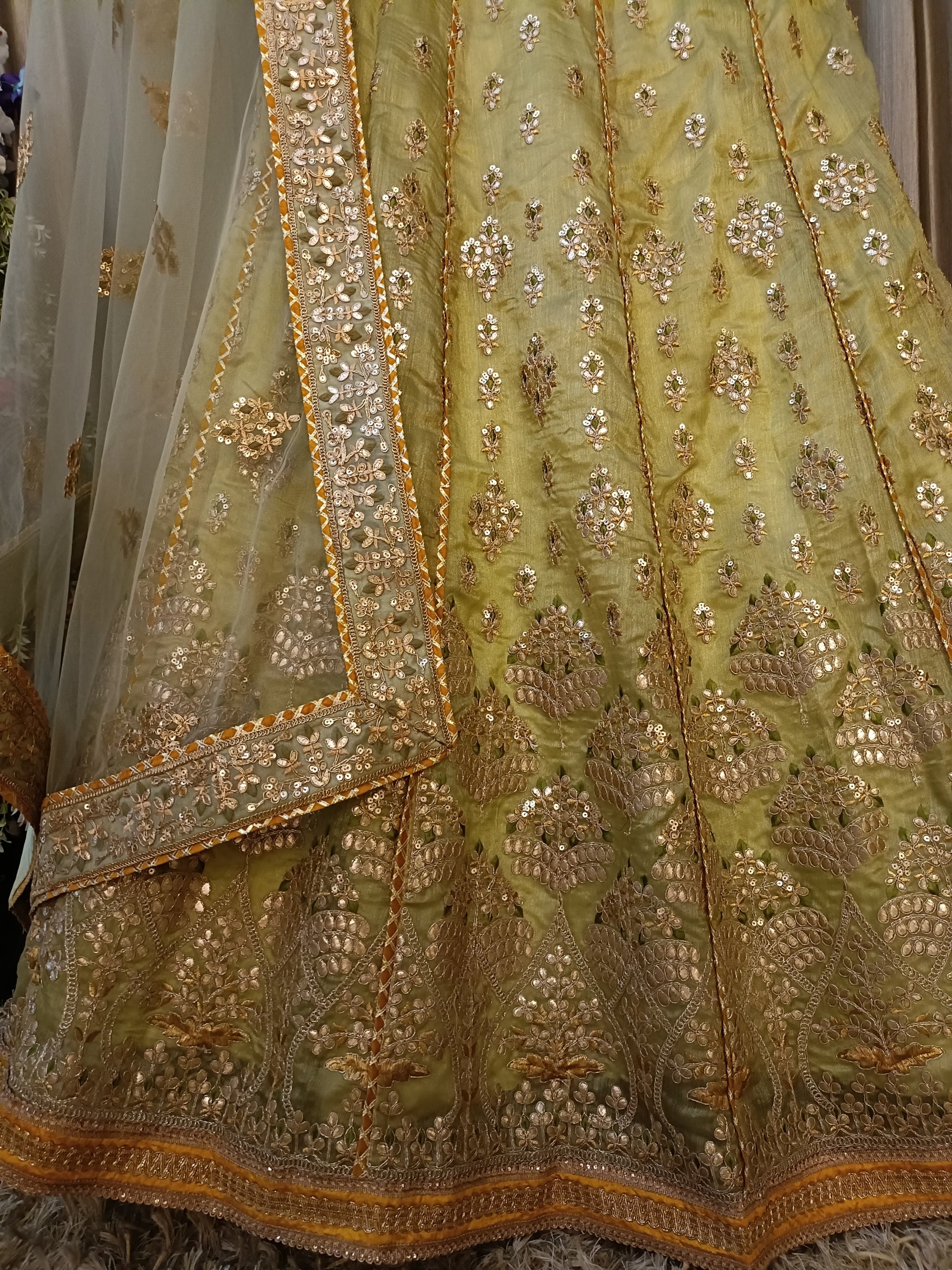 Haldi Function Wear orgenza Fabric lehenga choli