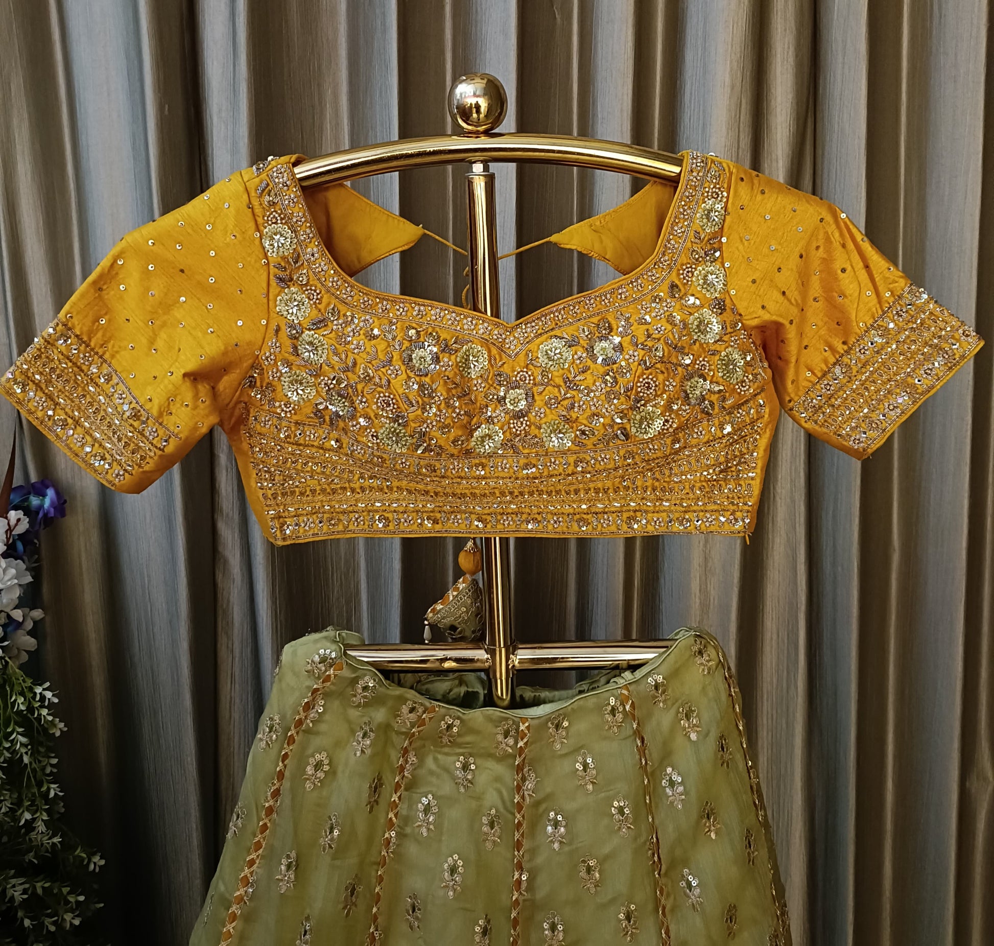 Haldi Function Wear orgenza Fabric lehenga choli