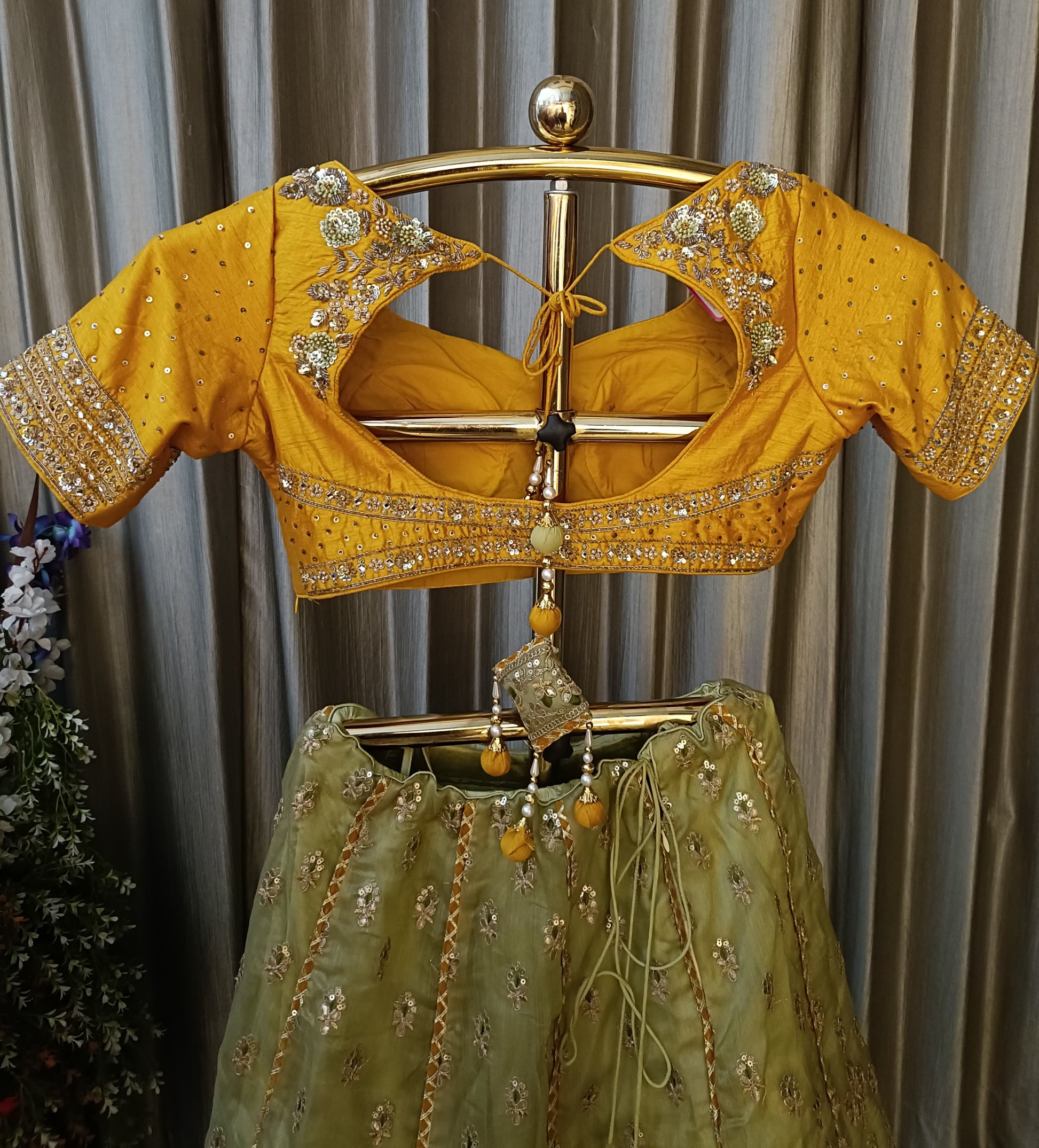 Haldi Function Wear orgenza Fabric lehenga choli