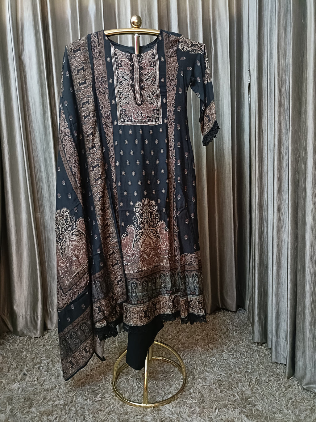 A-line printed cottion kurta set