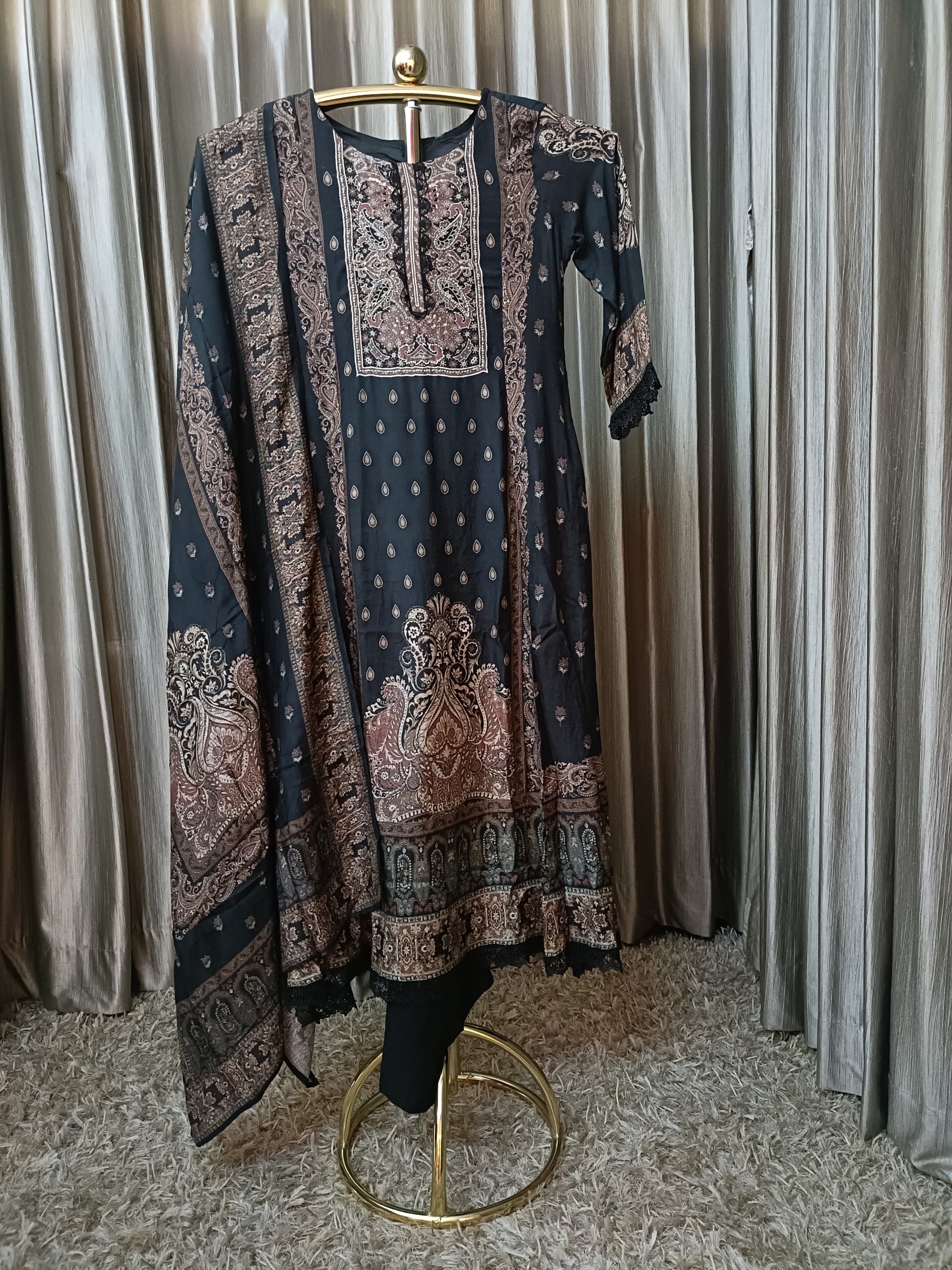 A-line printed cottion kurta set