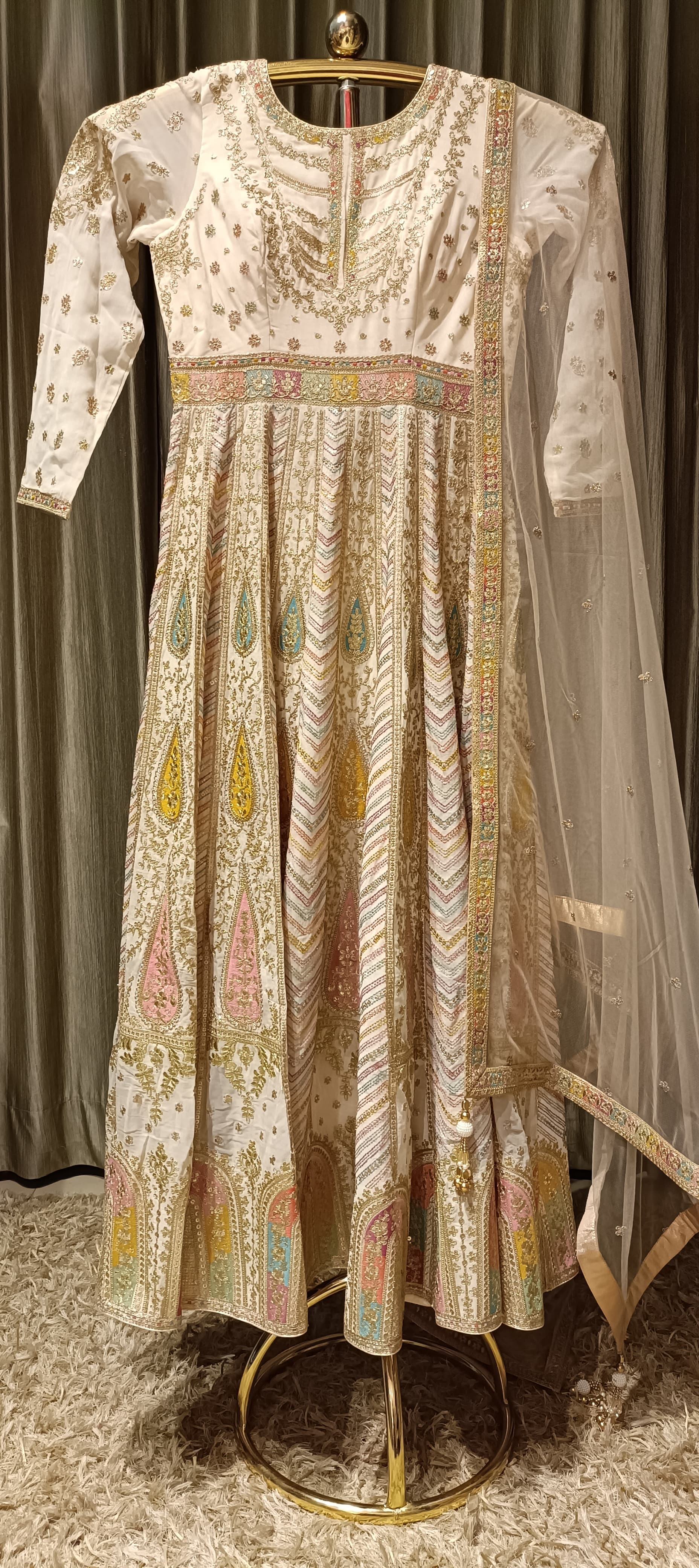 MULTICLOR THREAD GEORGETTE ANARKALI LONG DRESS