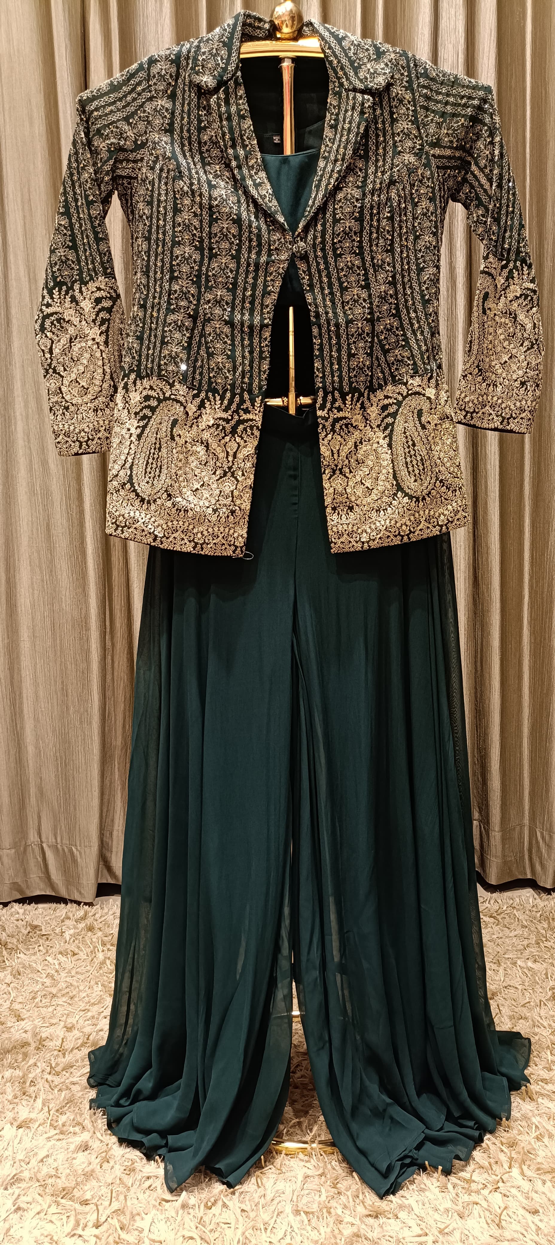 PALAZOO CROP TOP WITH JACKET STYLE INDOWESTERN DRESS