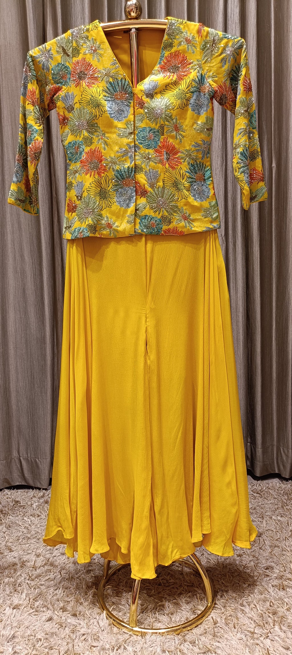 INDOWESTERN PALAZOO WITH MIDLENGHT TOP STYLE,HALDI DRESS