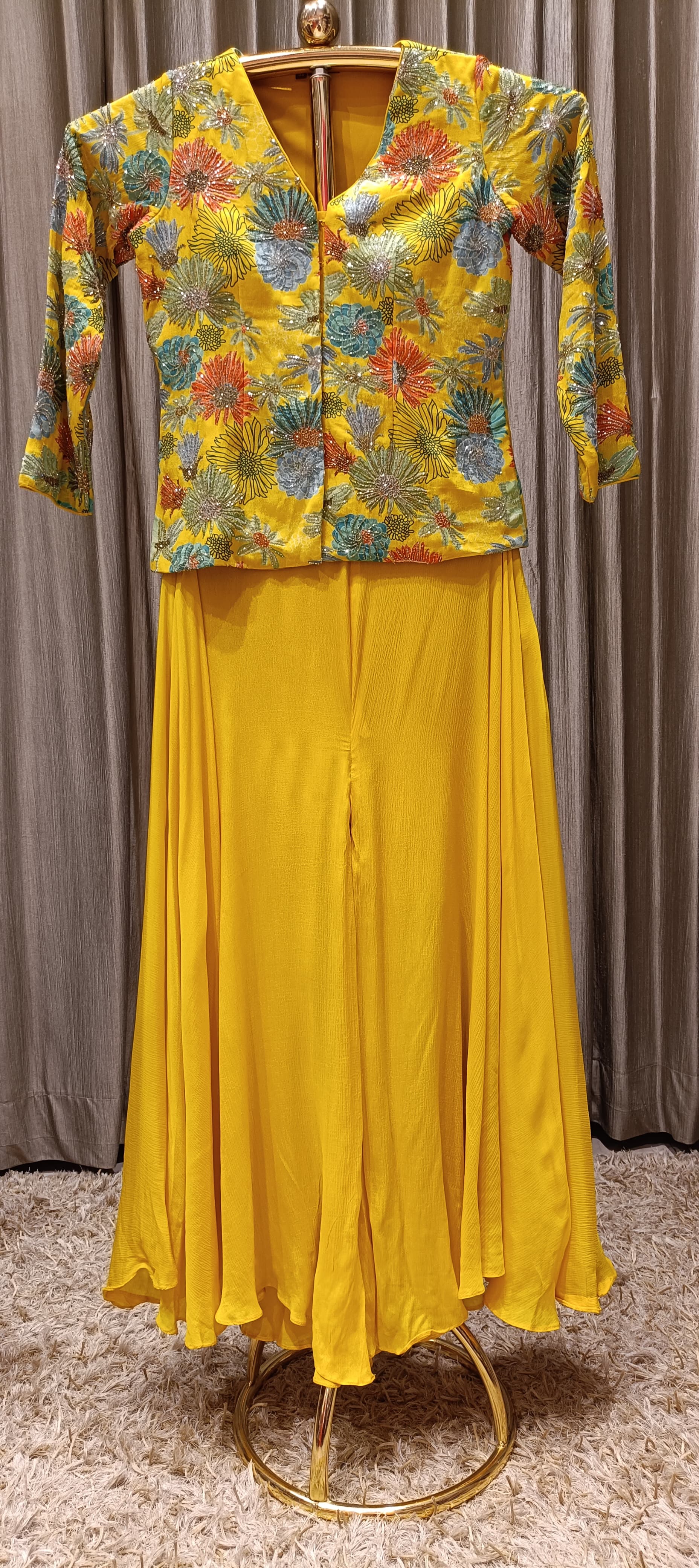 INDOWESTERN PALAZOO WITH MIDLENGHT TOP STYLE,HALDI DRESS
