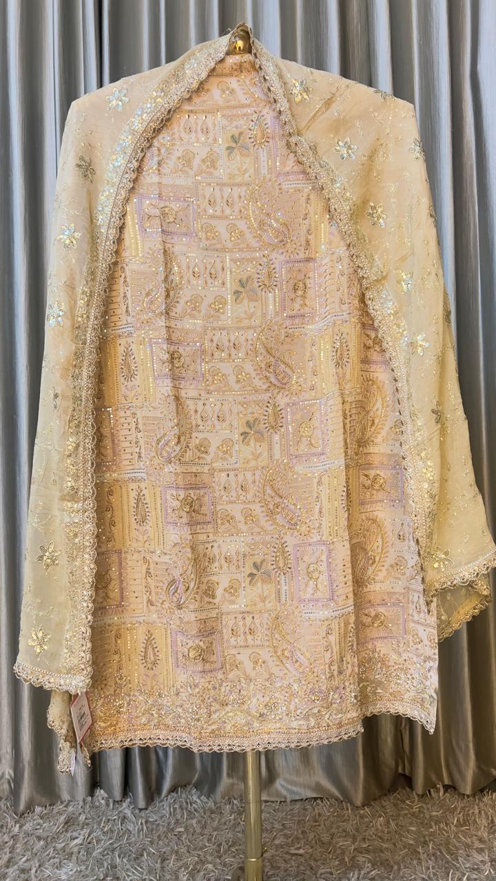 CRAPE FABRIC THREAD WORK DRESS MATERIAL