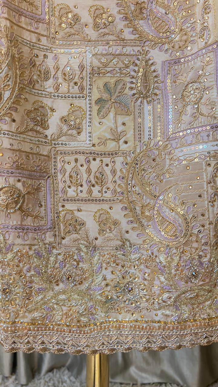 CRAPE FABRIC THREAD WORK DRESS MATERIAL