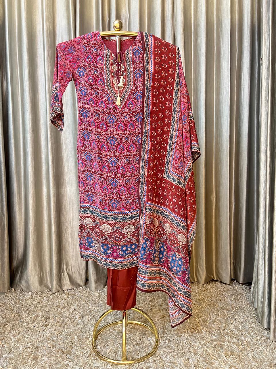 Silk Fabric Party wear Multicolor Kurti Sets