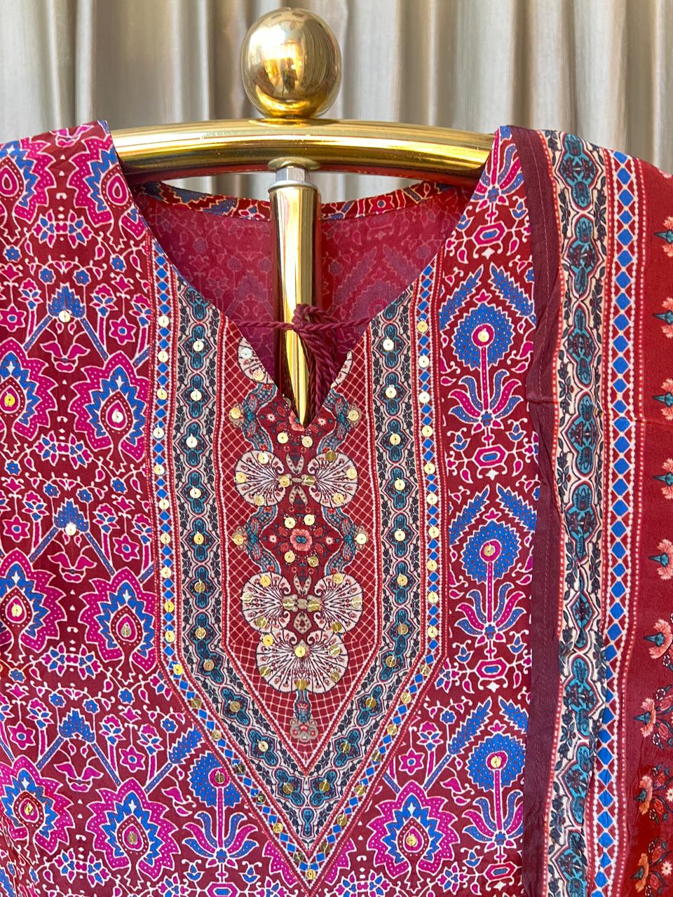 Silk Fabric Party wear Multicolor Kurti Sets