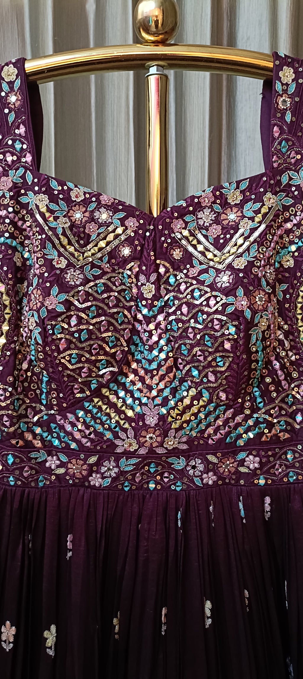 SILK ANARKALI DRESS GATHERING STYLE GOWN