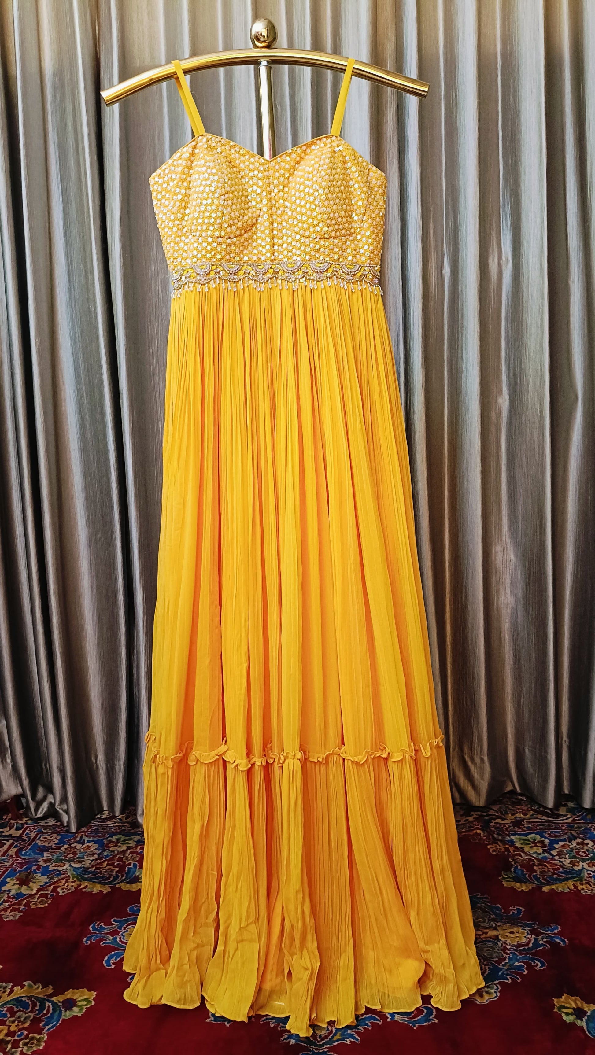 SPAGHETTI-STRAP GOWN,HALDI,MEHNDI,SANGEET