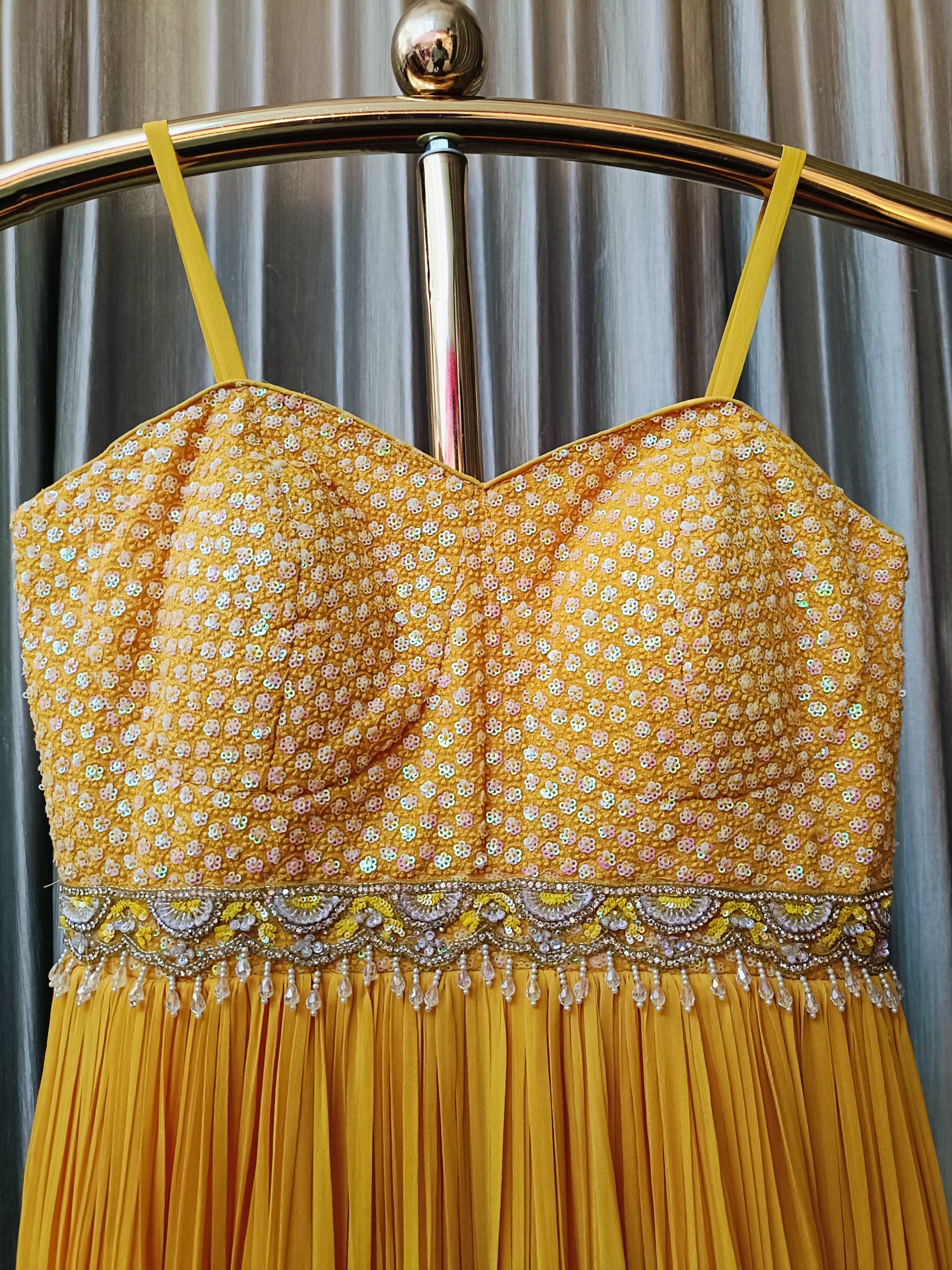 SPAGHETTI-STRAP GOWN,HALDI,MEHNDI,SANGEET